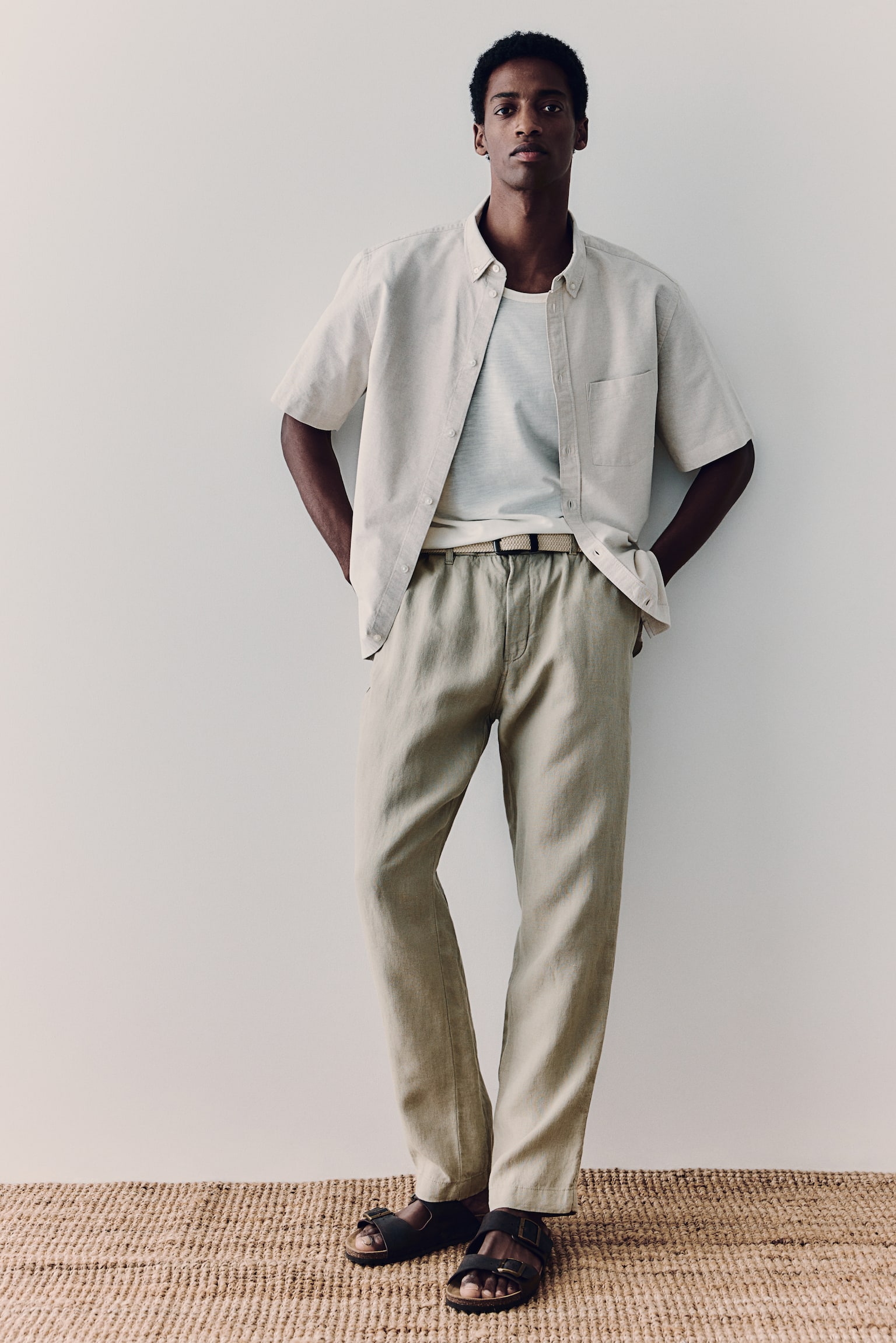 Regular Fit Linen Pants - Beige/Light beige/Navy blue/Black - 7