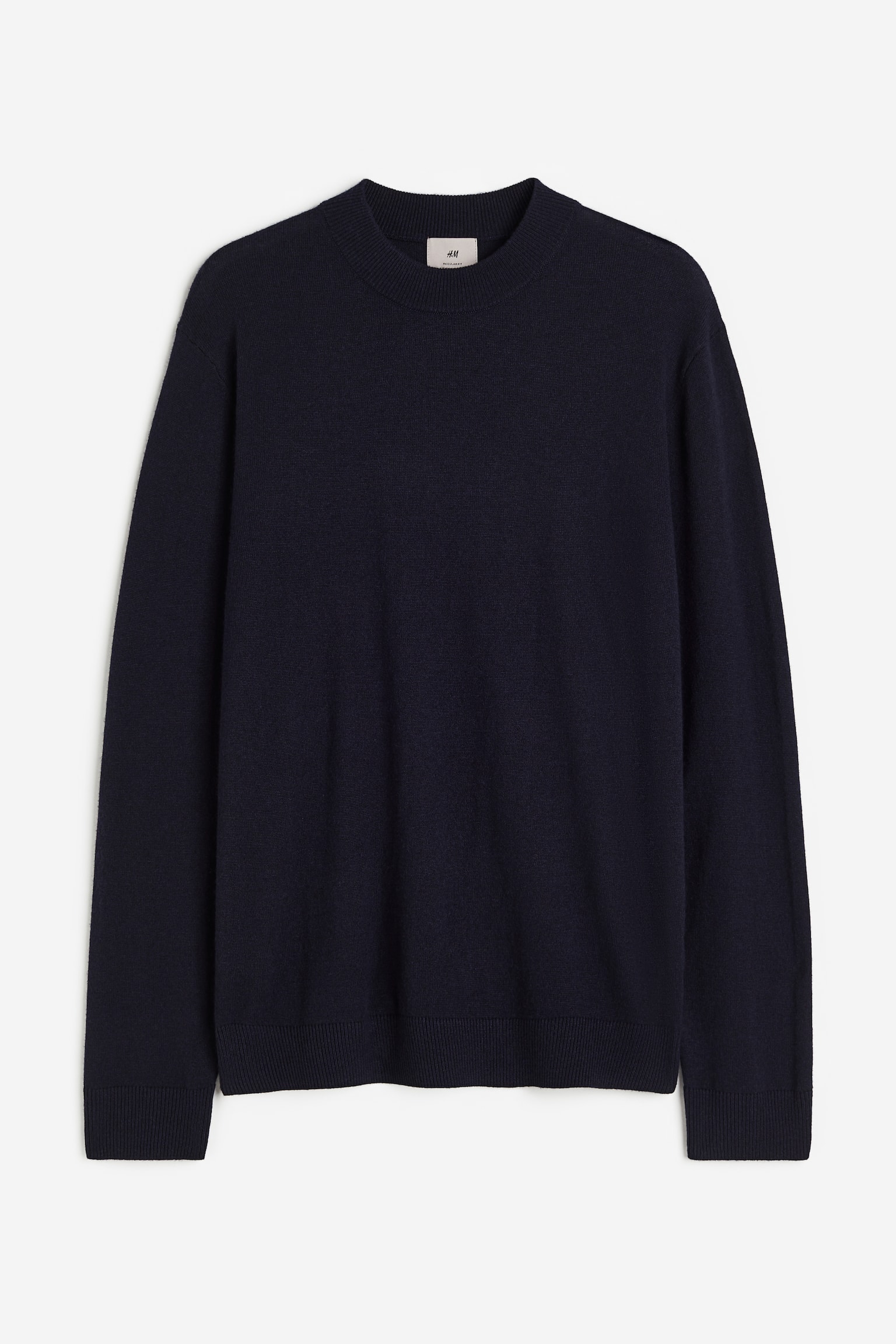 Regular Fit Merino wool-blend jumper - Dark blue/Dark beige marl - 1