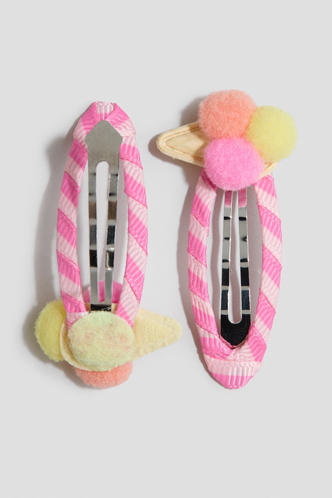 2-pack appliquéd hair clips - Pink/Ice cream cones - 2