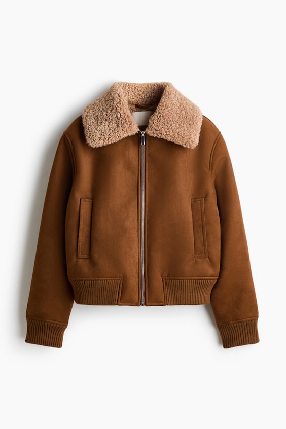 Женские куртки H&M Jacket with Teddy Fleece Collar