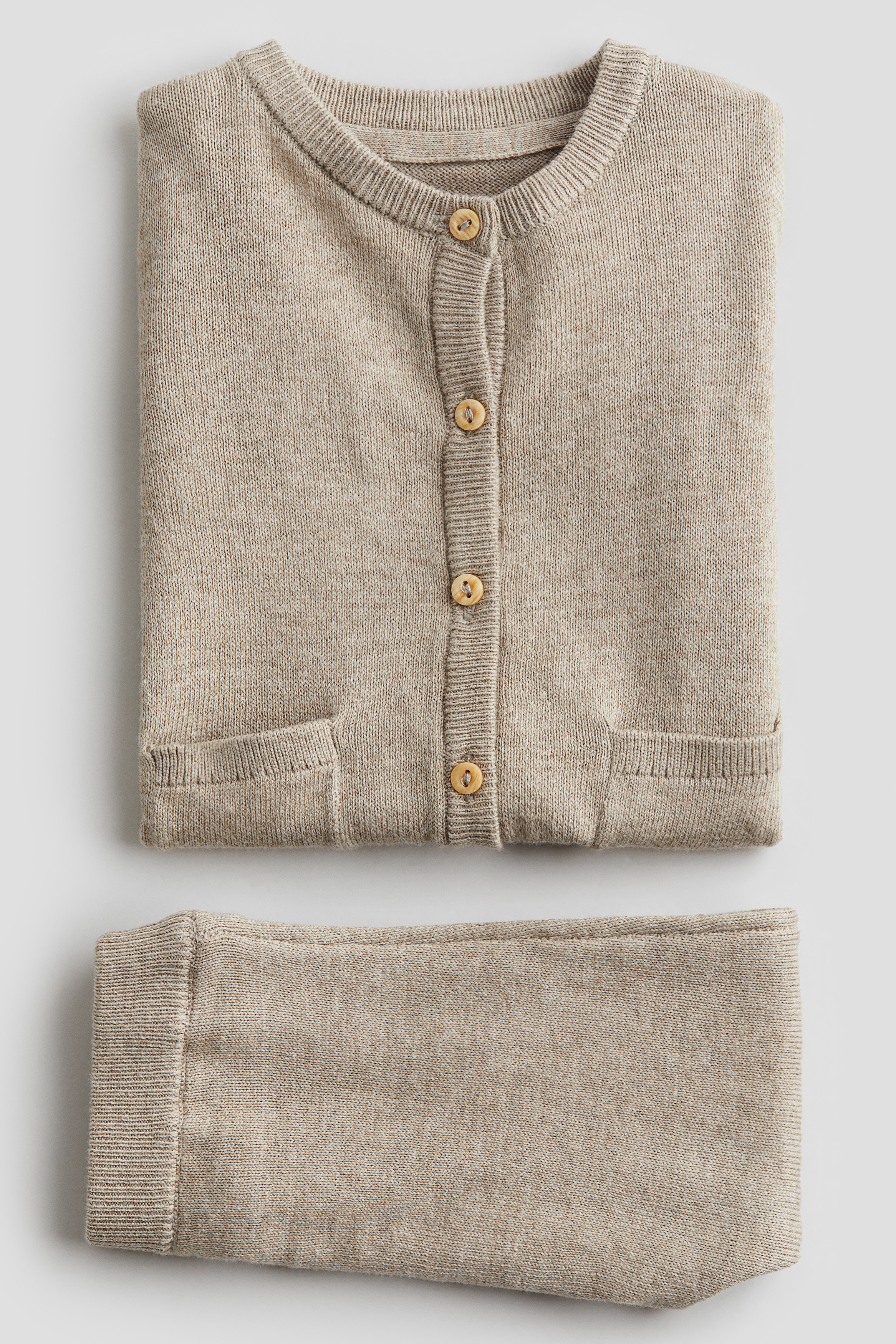 2-piece Fine-Knit Cotton Set - Beige - Kids | H&M US 