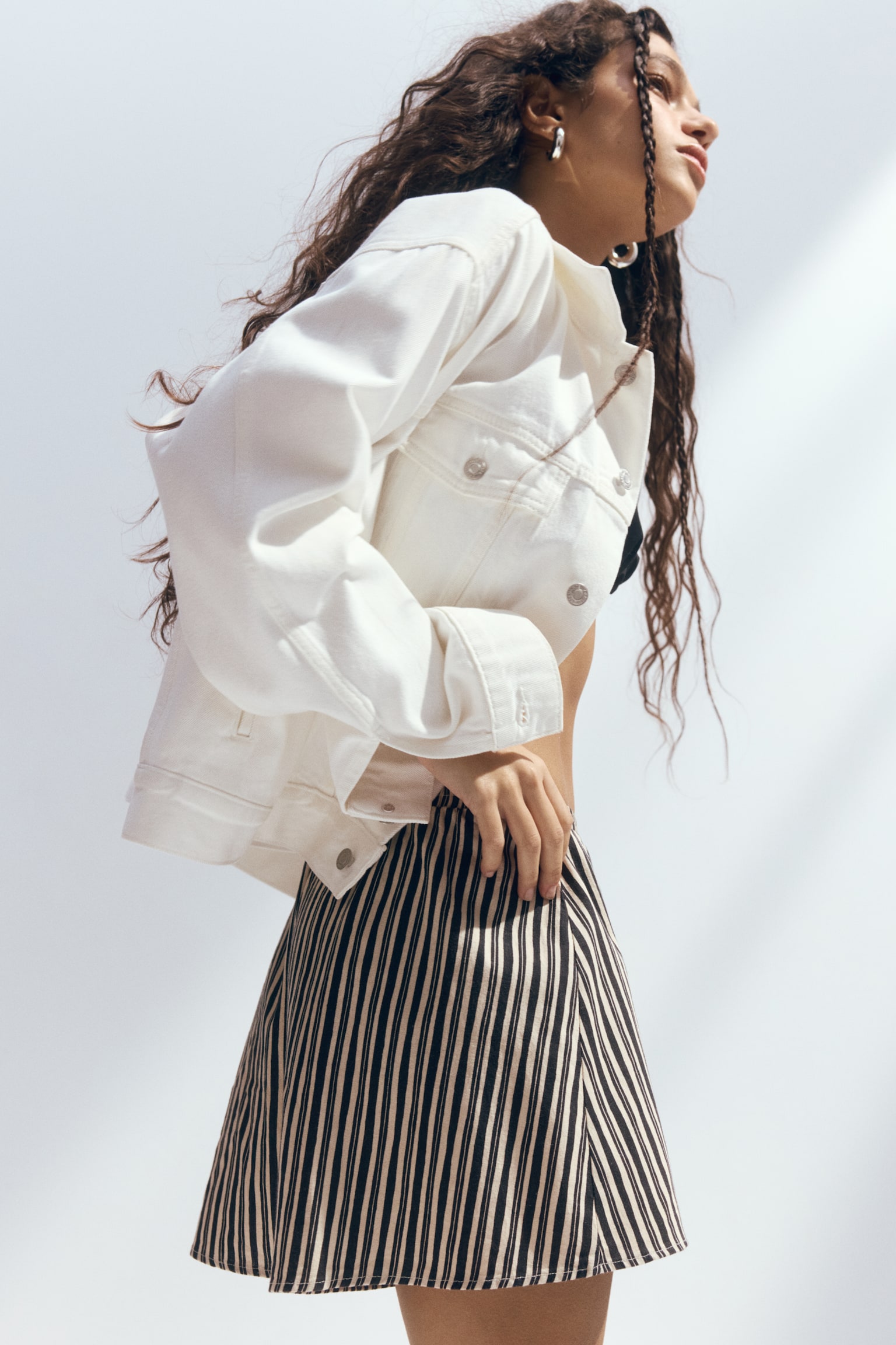 Keten Karışımlı Şort - Koyu gri/Çizgili/Soluk sarı/Puantiyeli - 3