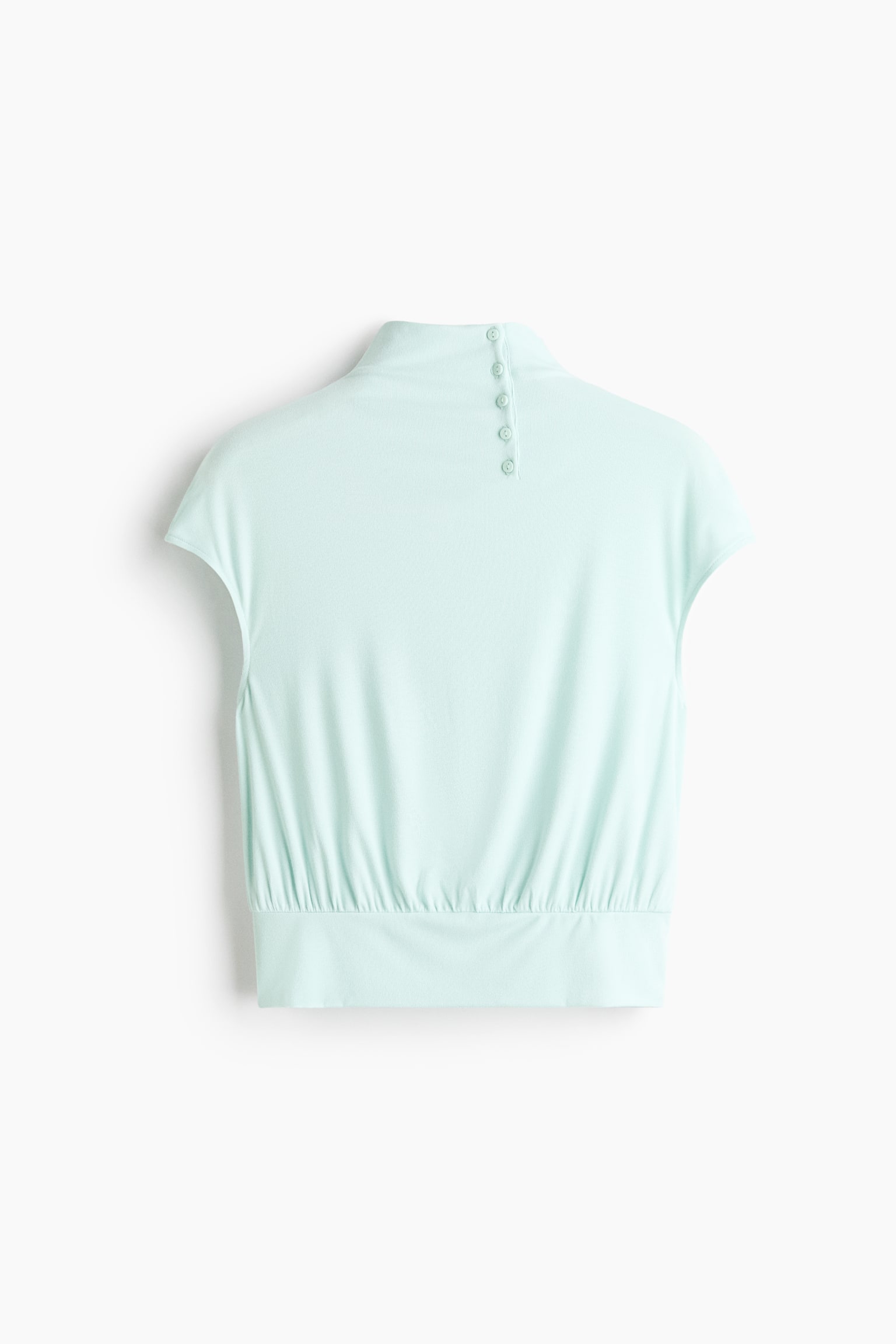 Viscose turtleneck top - Light turquoise/Black/Ivory