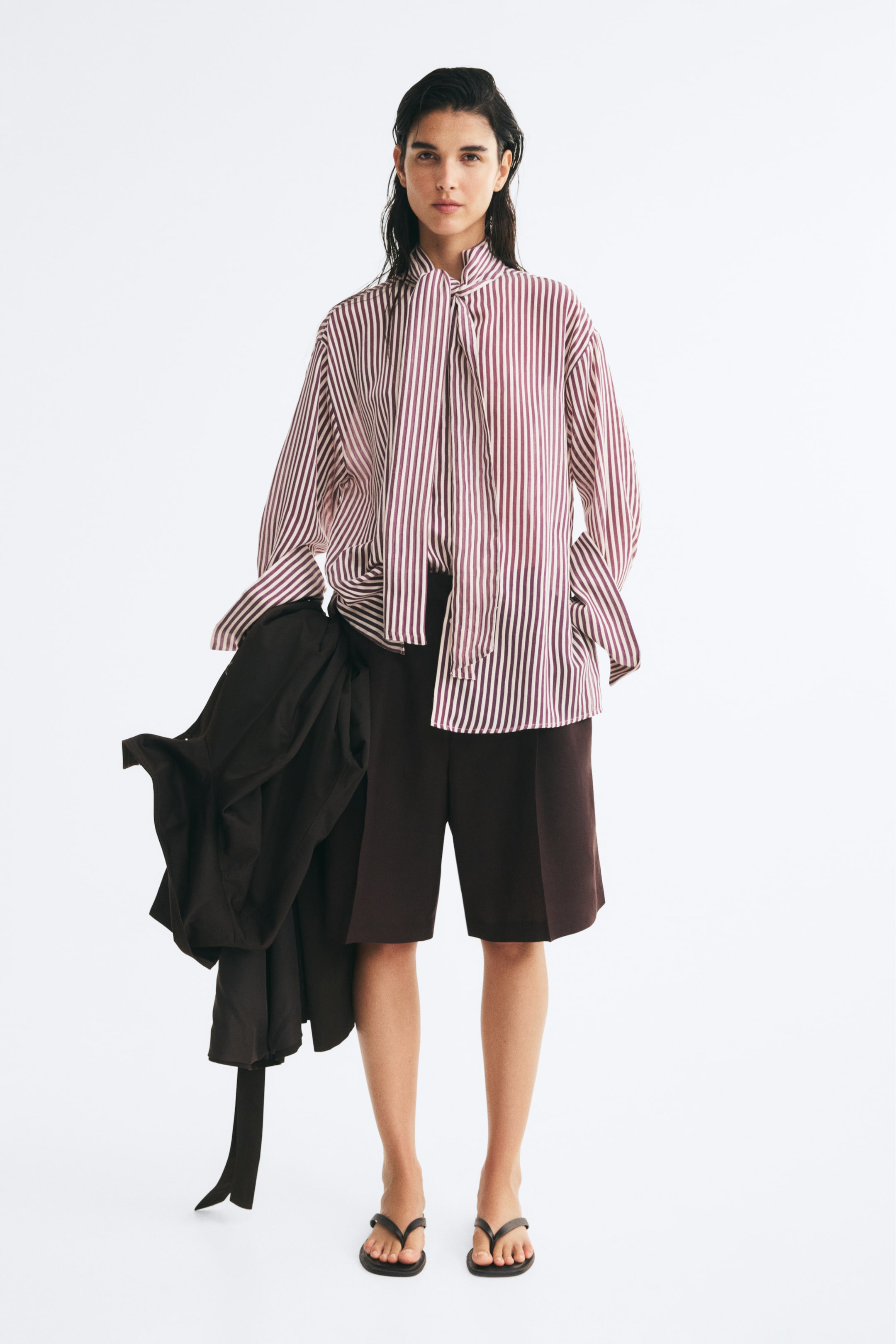 Oversized Scarf-Collar Shirt