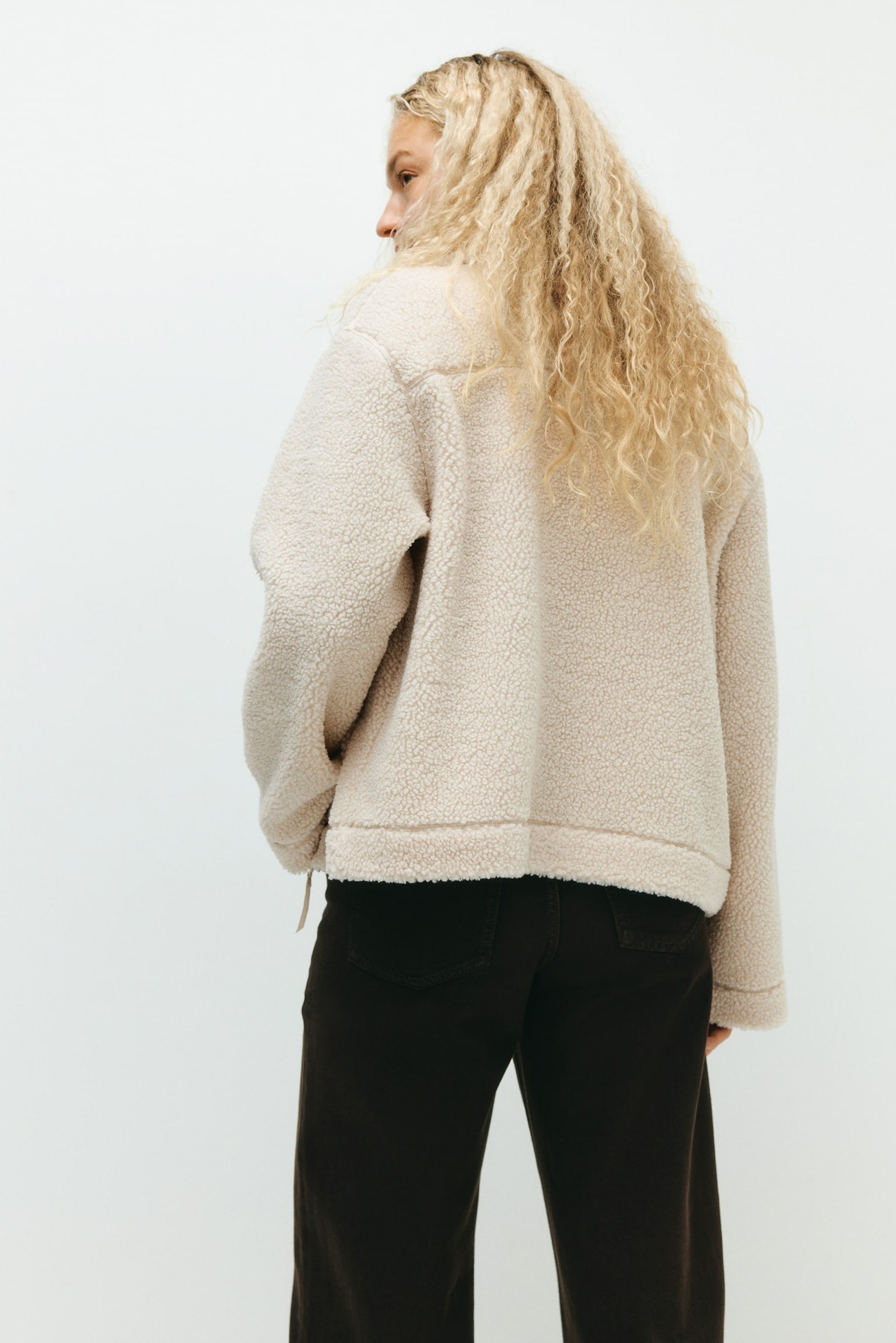 MAMA Teddy jacket - Light beige/Dark brown - 5