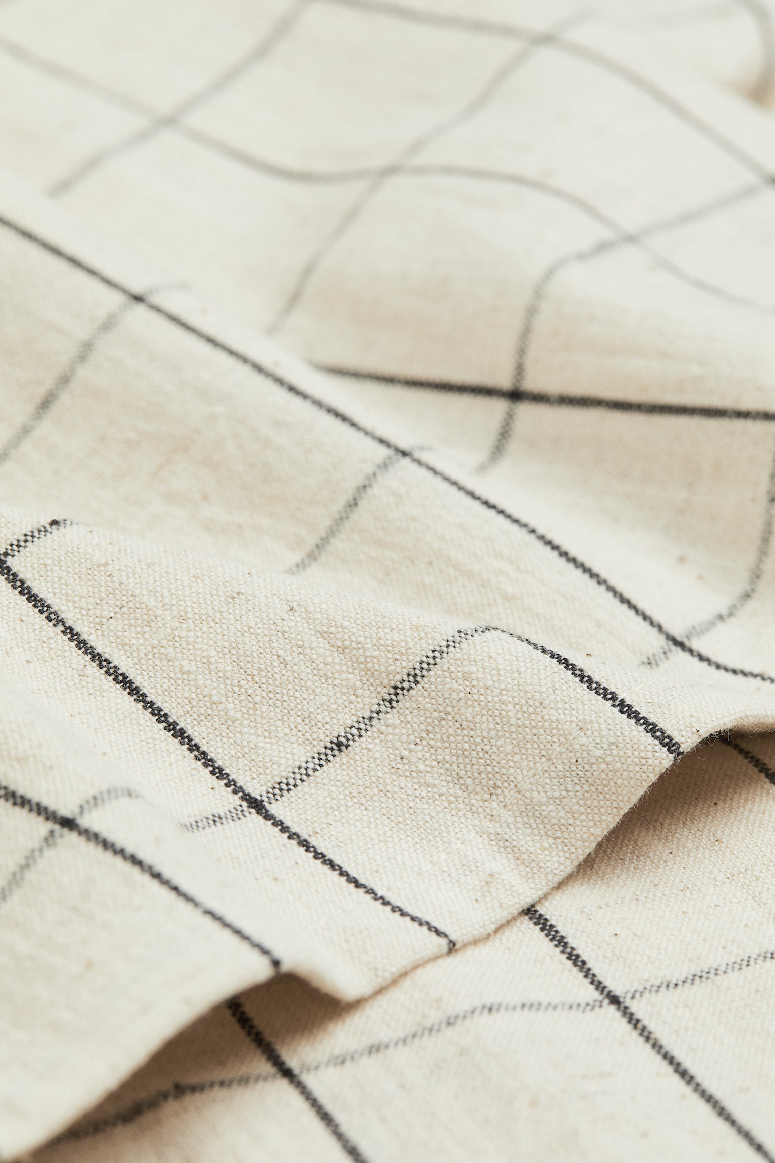 Patterned tablecloth - Light beige/Grey checked - 2