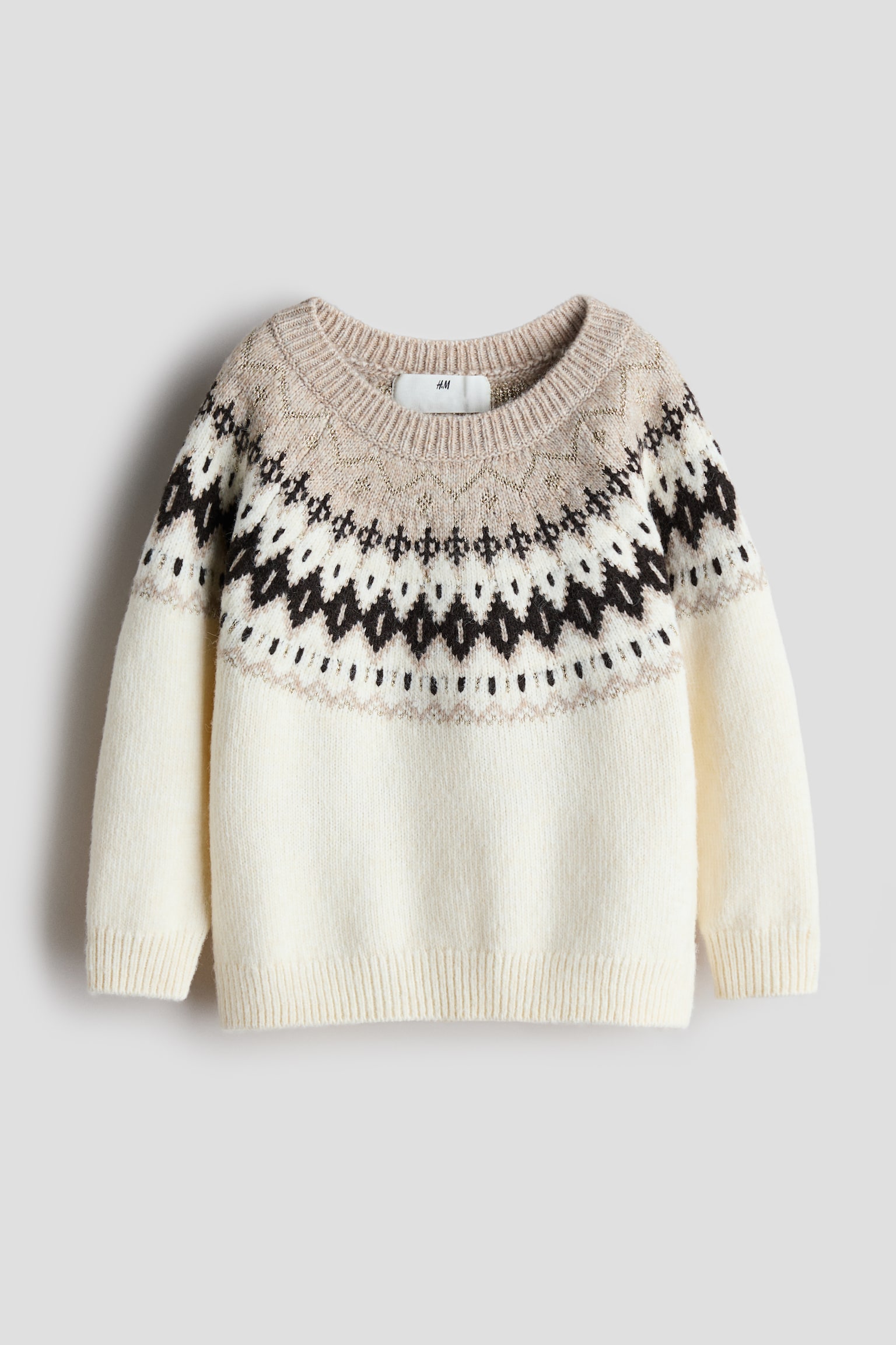 Jacquard kötésű pulóver - Krémszínű/mintás/Dusty beige/Patterned/Fehér/szívek/Rózsaszín/mintás/Krémszínű/világoskék - 1