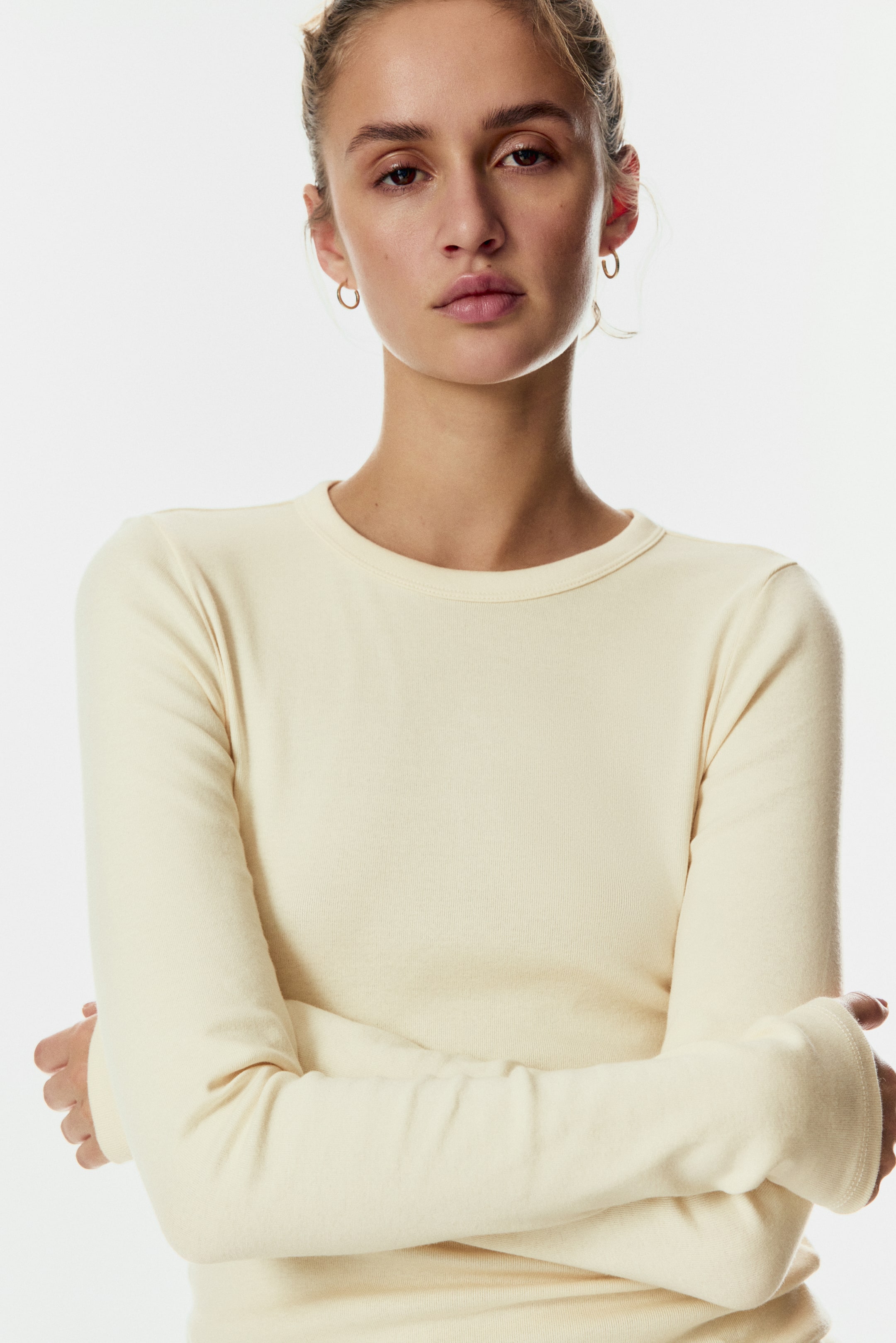 View larger image: Long-sleeved Jersey Top - Light yellow - Ladies | H&M CA 1