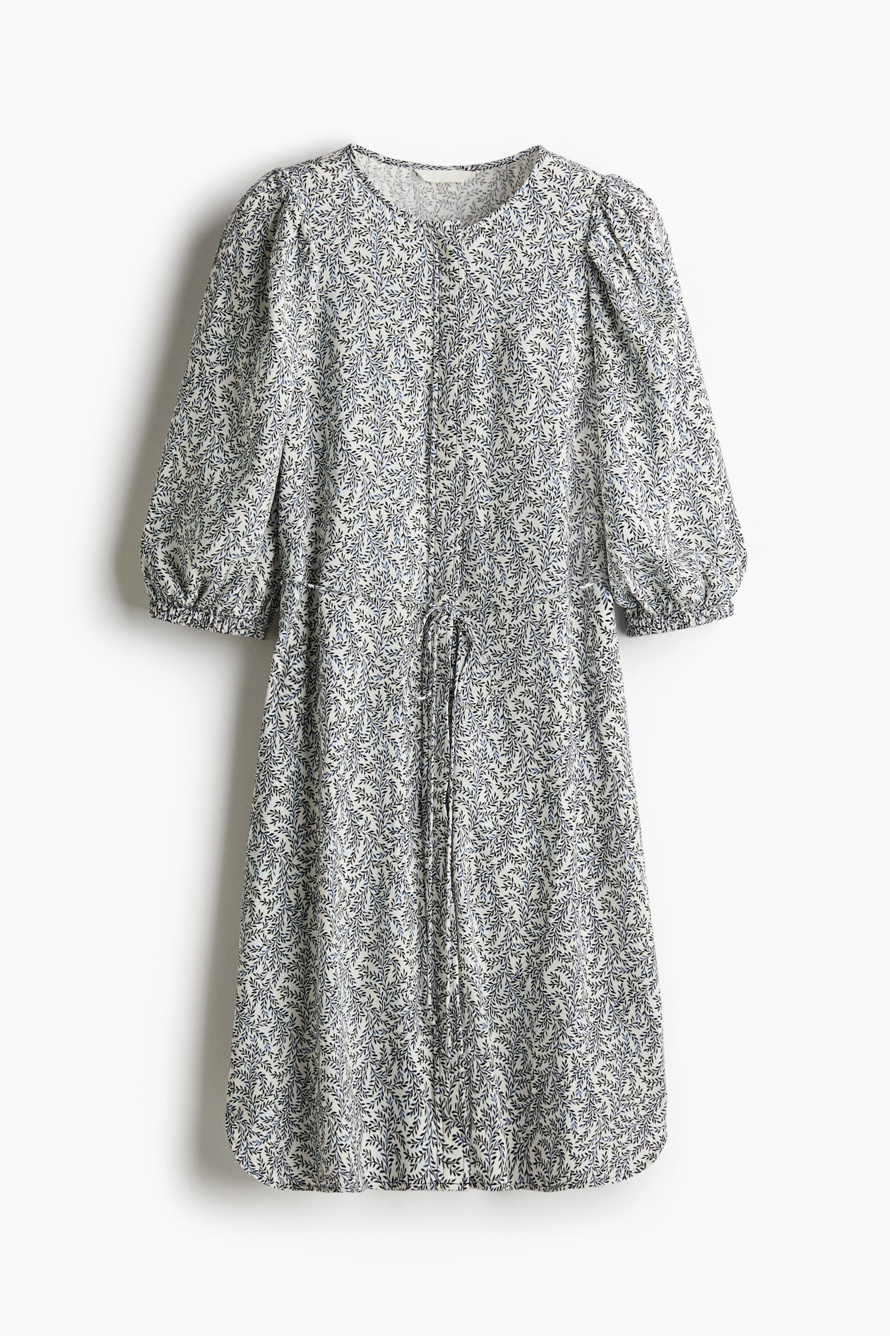 h&m ladies puff-sleeved dress product info and reviews Women's White/Blue patterned Puff-sleeved dress