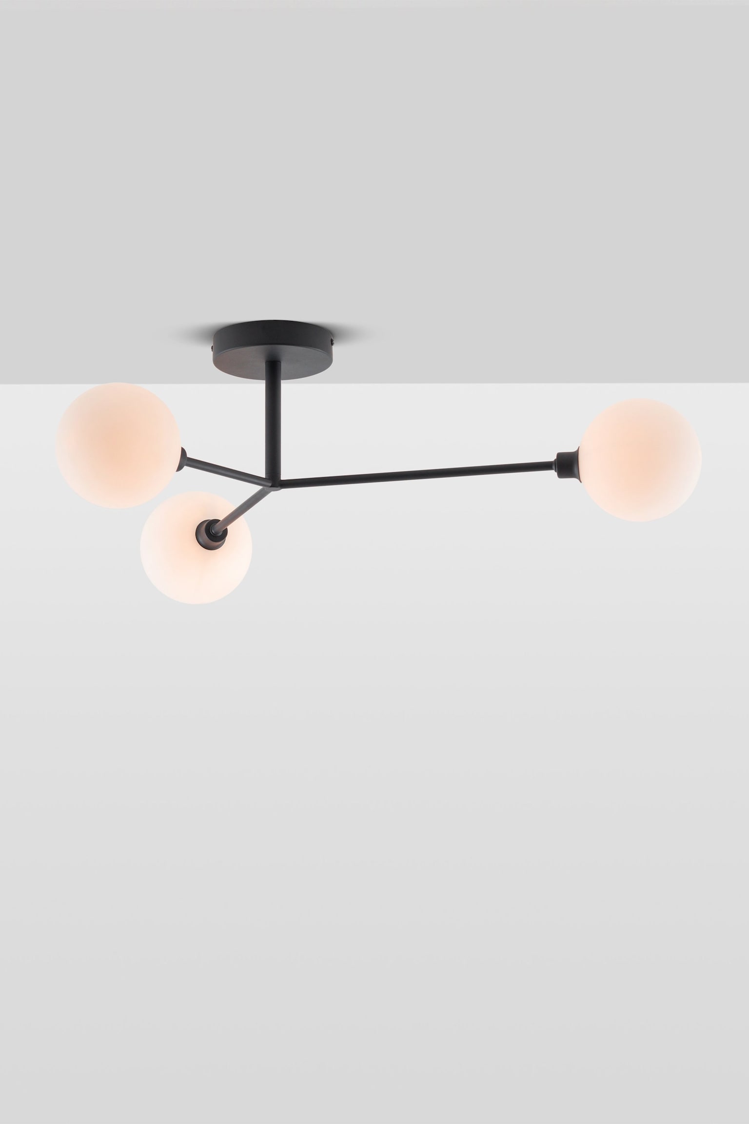 3 Light Flush Ceiling Light - Dark Grey/Pink - 1