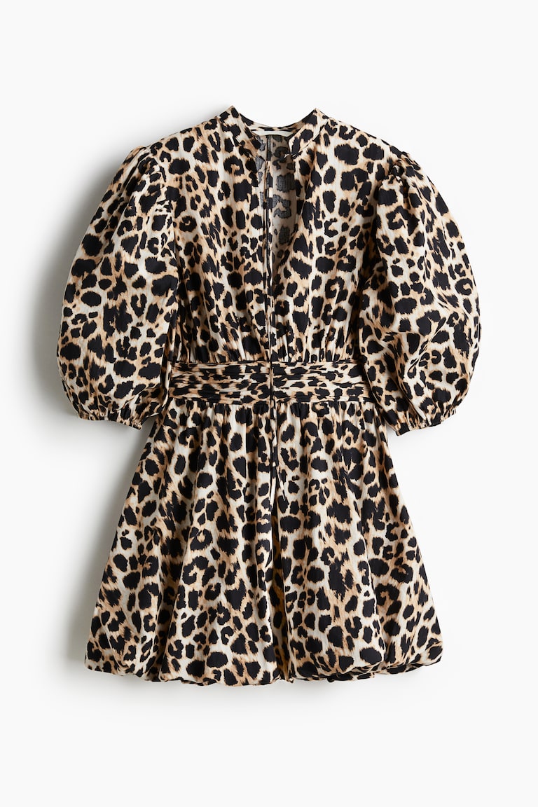 Women's Light beige/Leopard print Bubble-hem dress | H&M