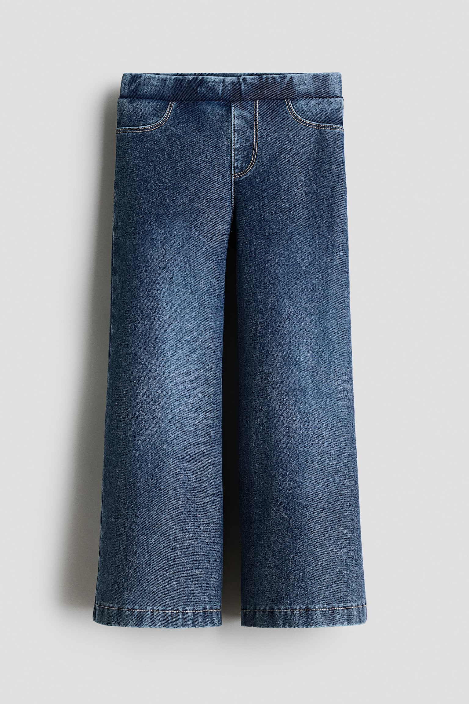 Denim-look wide-leg jeggings - Dark denim blue/Washed denim black/Light denim blue