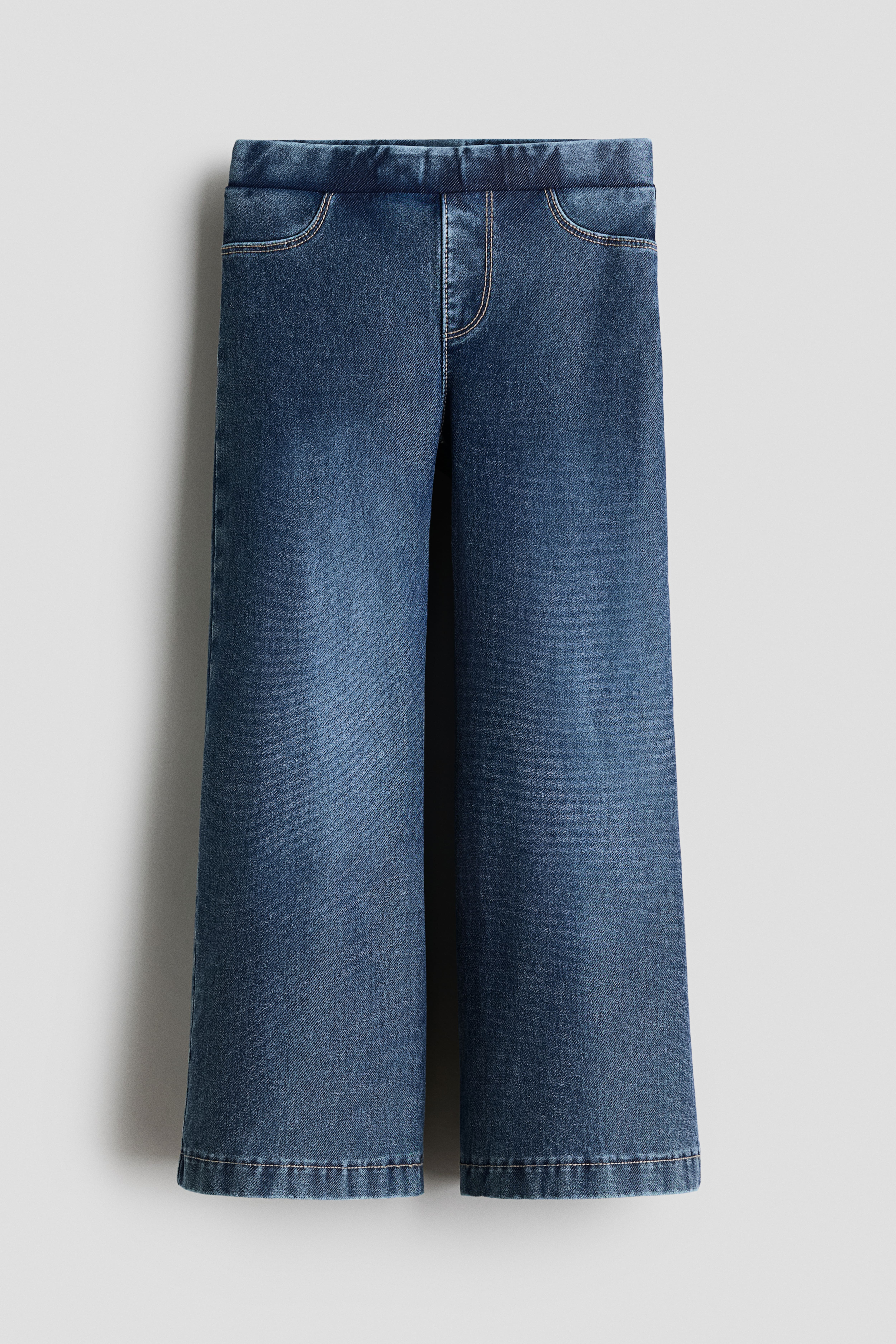 Denim-Look Wide-Leg Jeggings