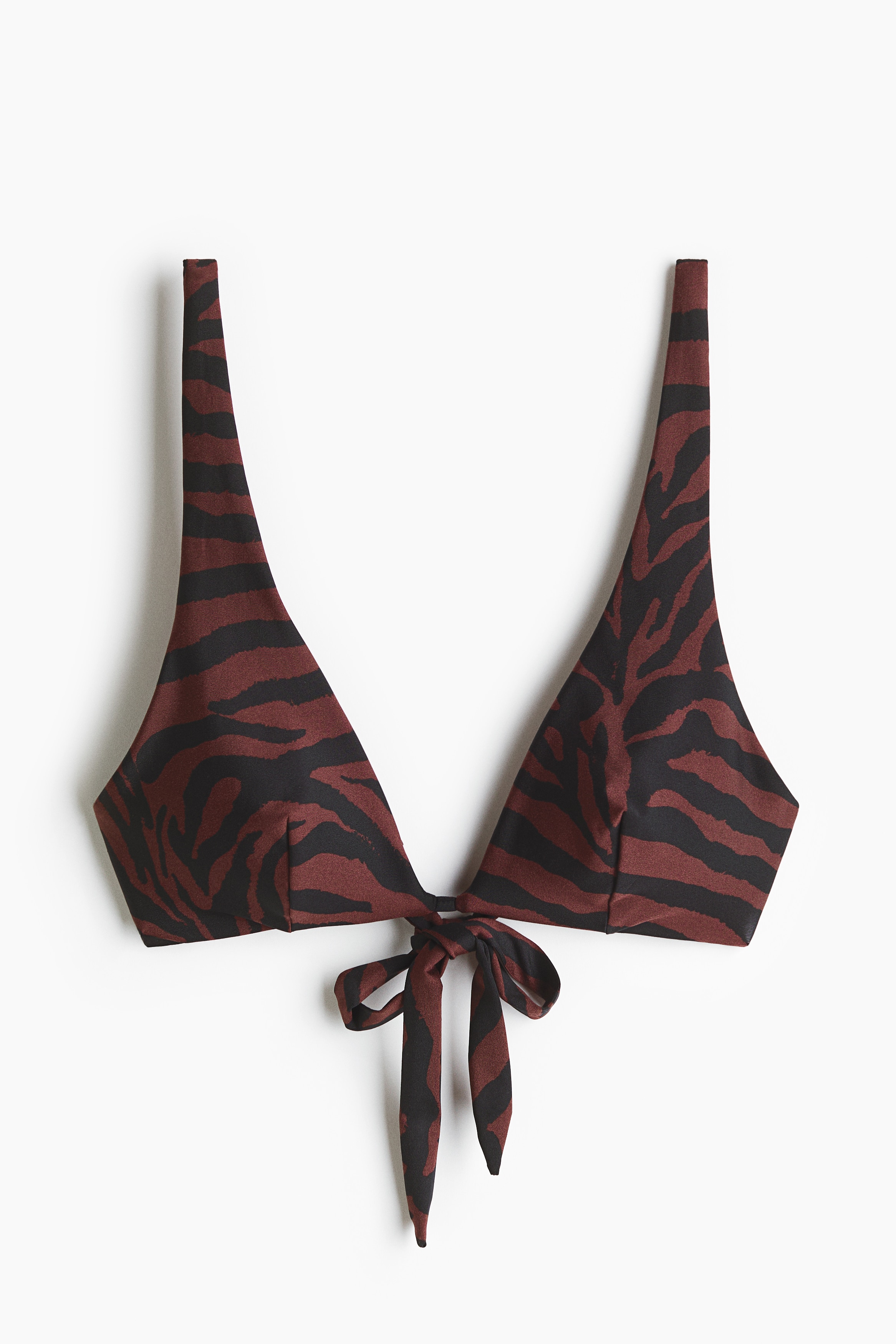 Padded Triangle Bikini Top - Dark brown/zebra print/Red