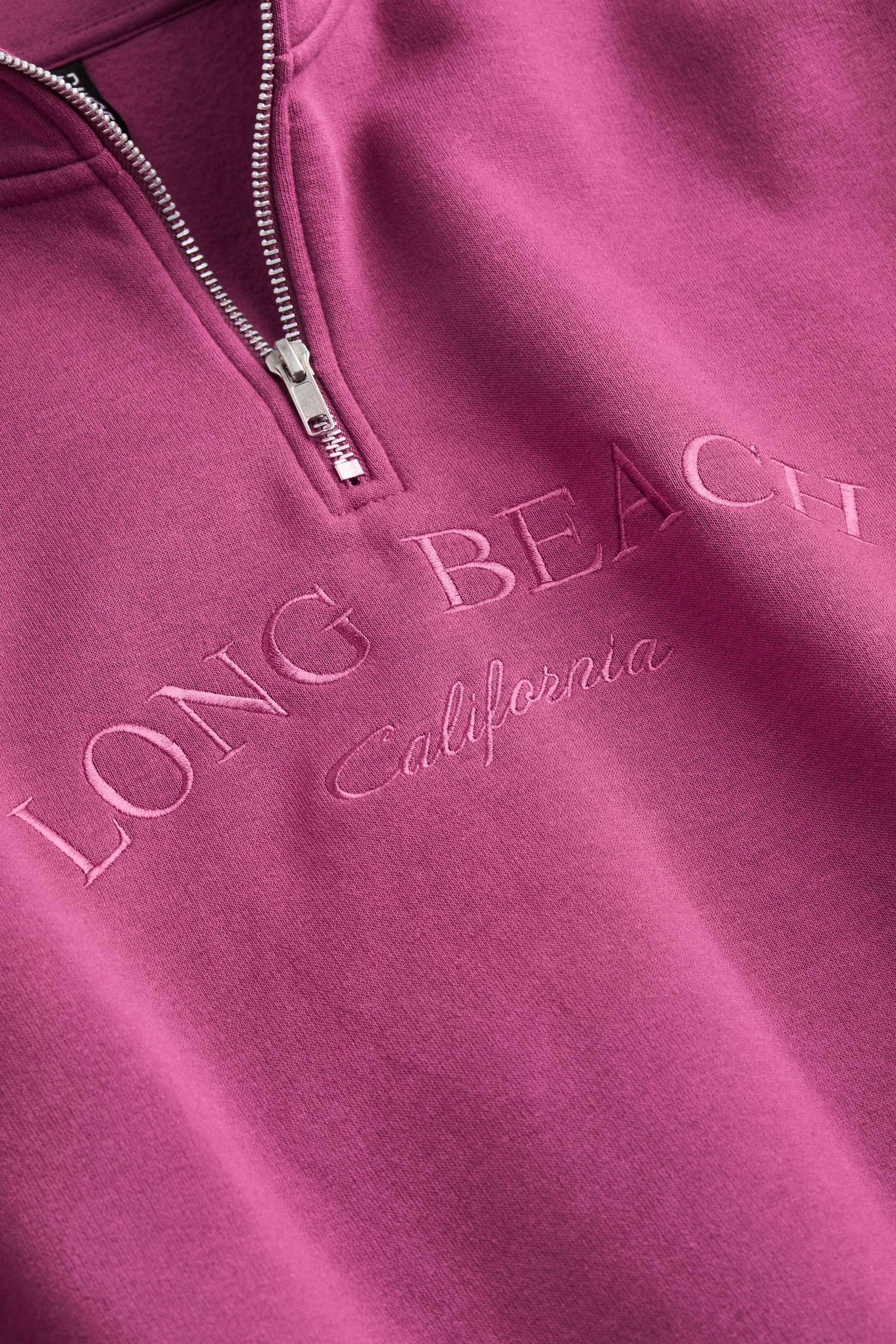 Oversized Halfzip Sweatshirt Long sleeve Regular length Plum