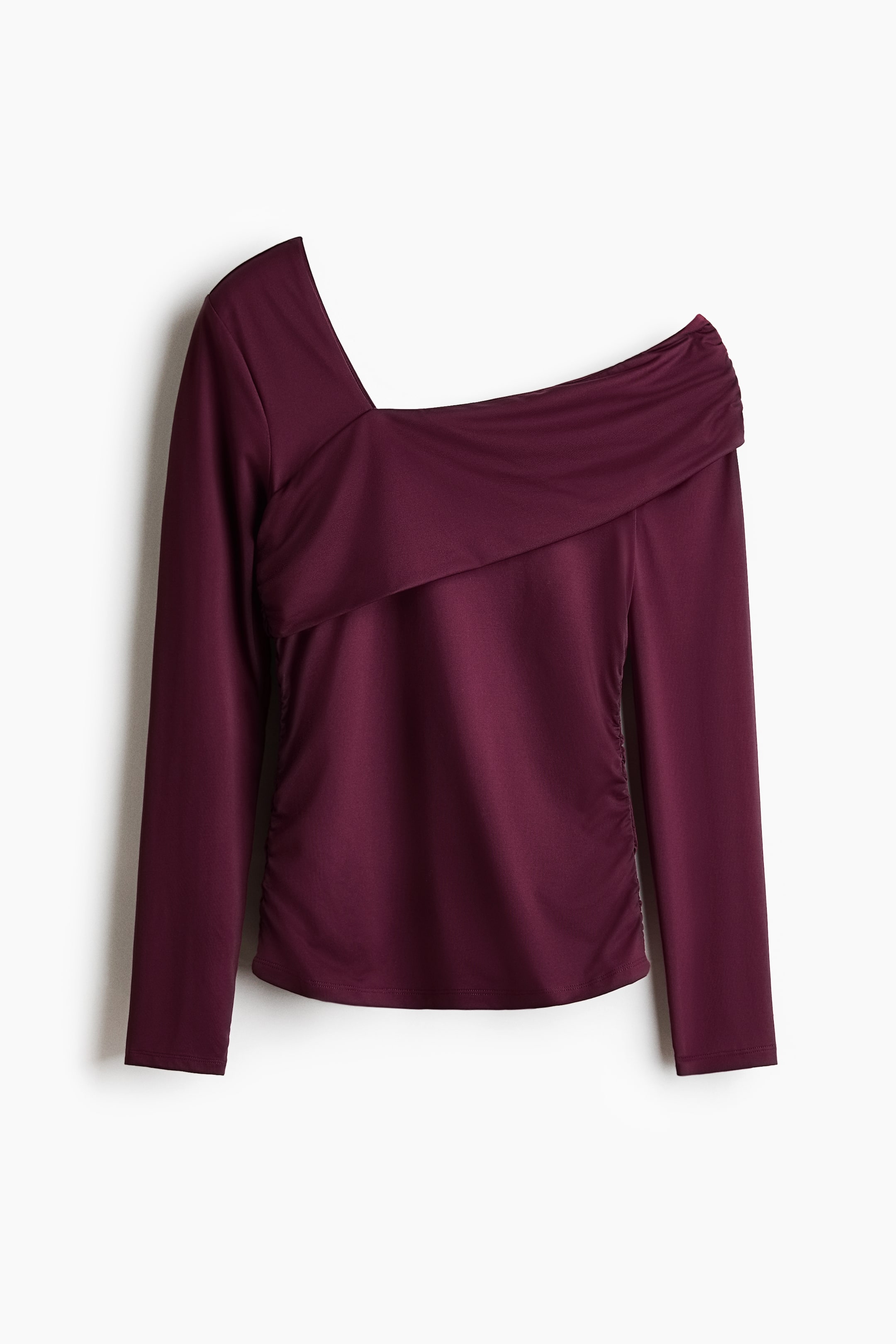 View larger image: Draped One-Shoulder Top - Plum red - Ladies | H&M US 5