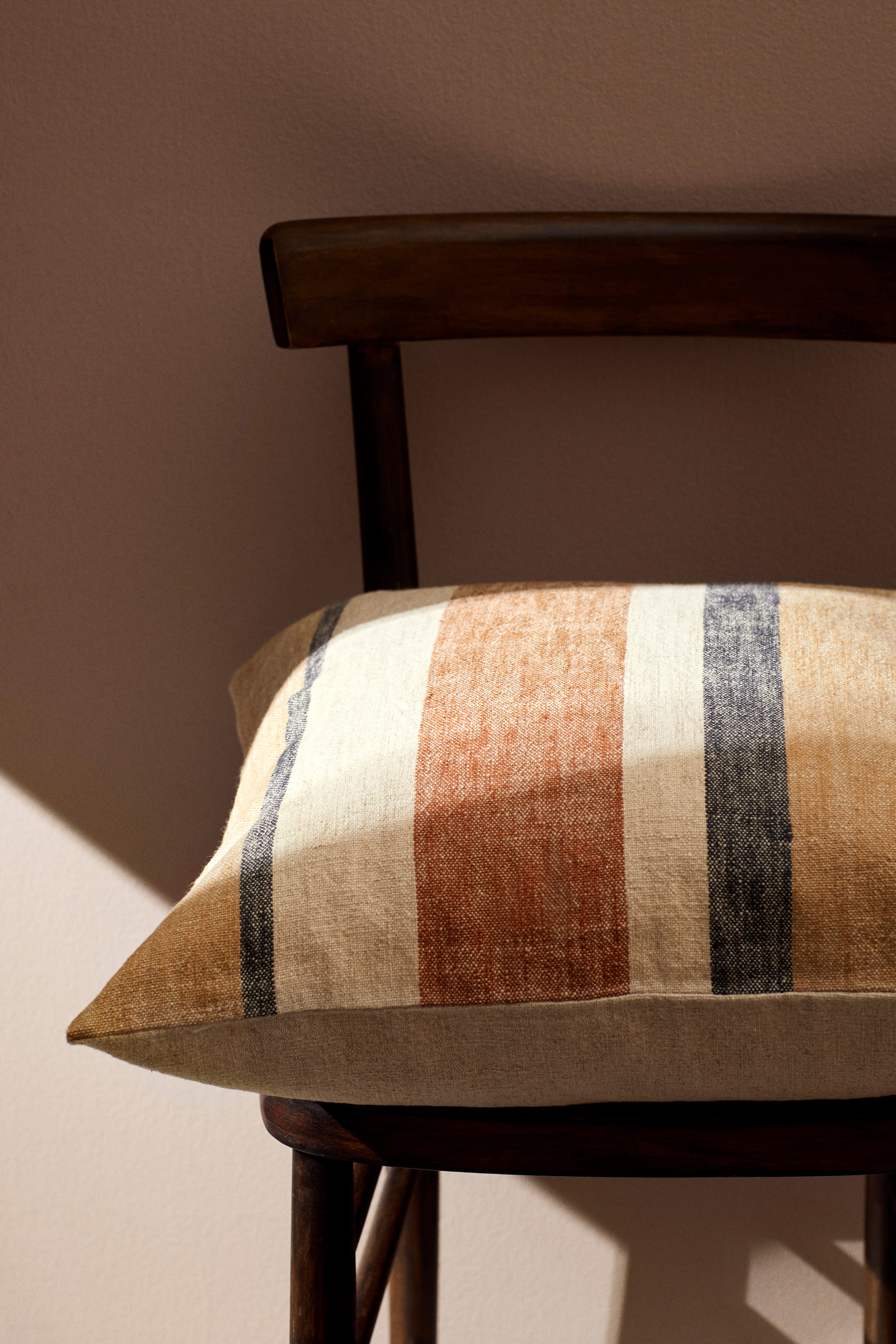 Striped Linen-blend Cushion Cover