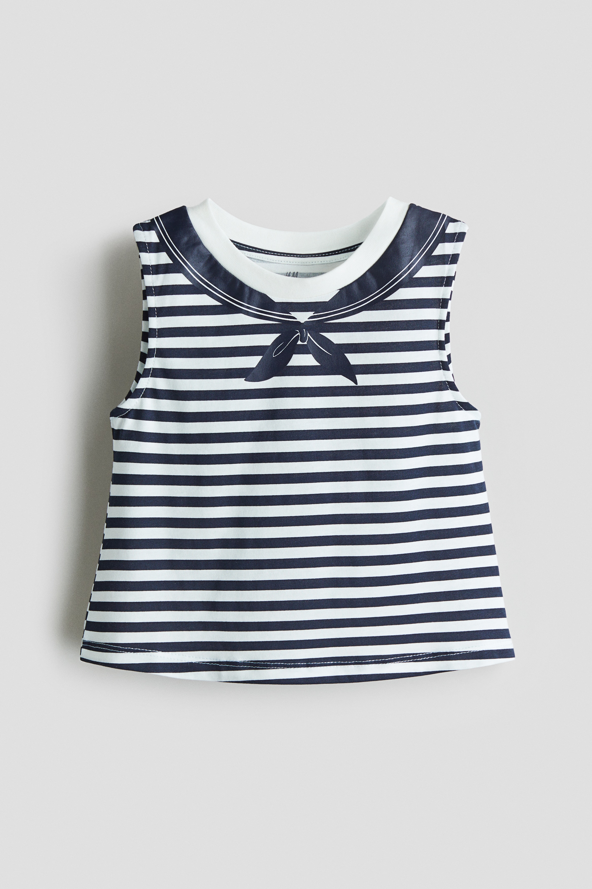 Printed cotton vest top - Navy blue/White striped/Light blue/White striped