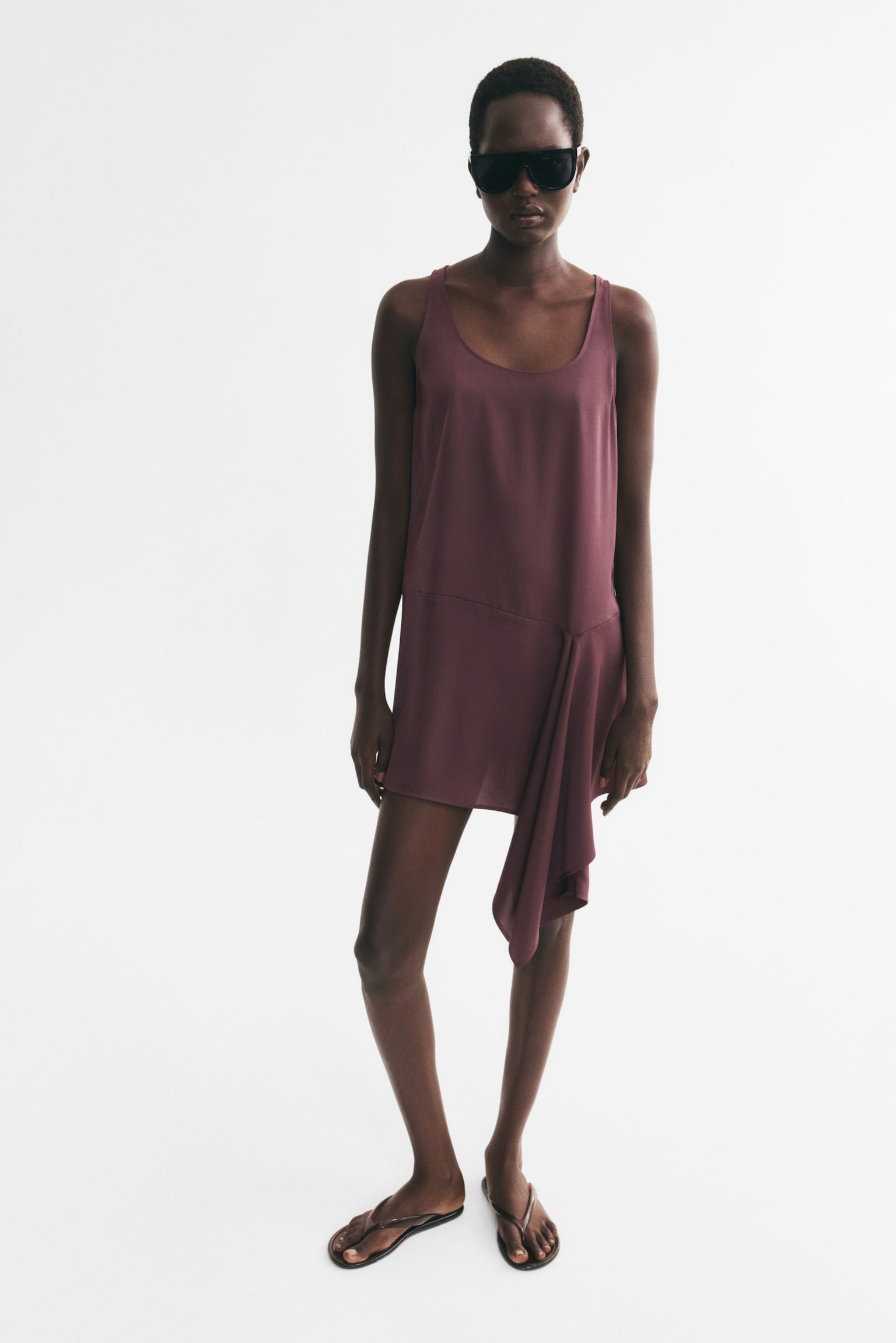 Женское платье H&M Draped-Panel Twill, цвет: Бордовый — фото 3