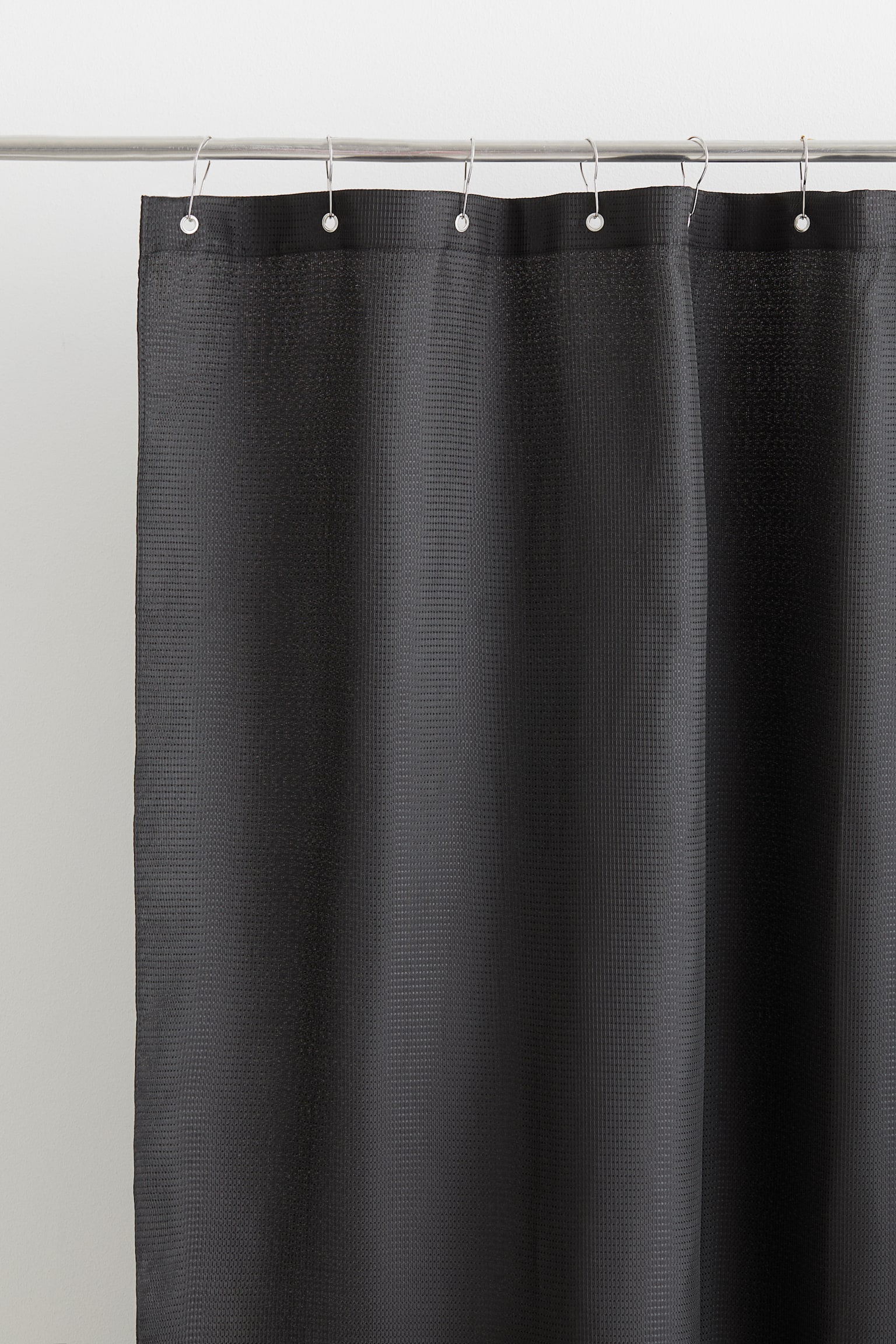 Waffled shower curtain - Black/Greige/White - 1