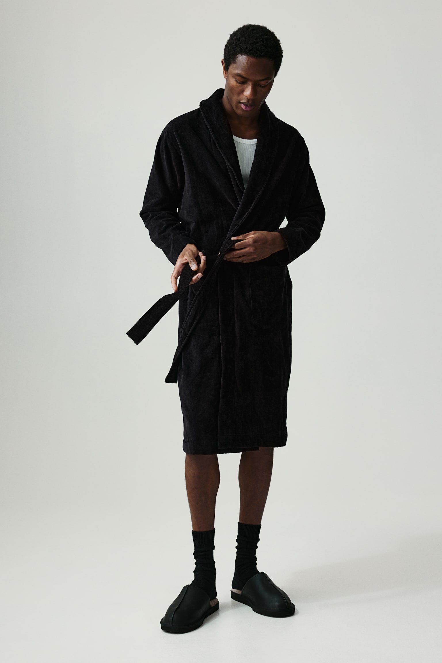 Terry dressing gown - Black - 6