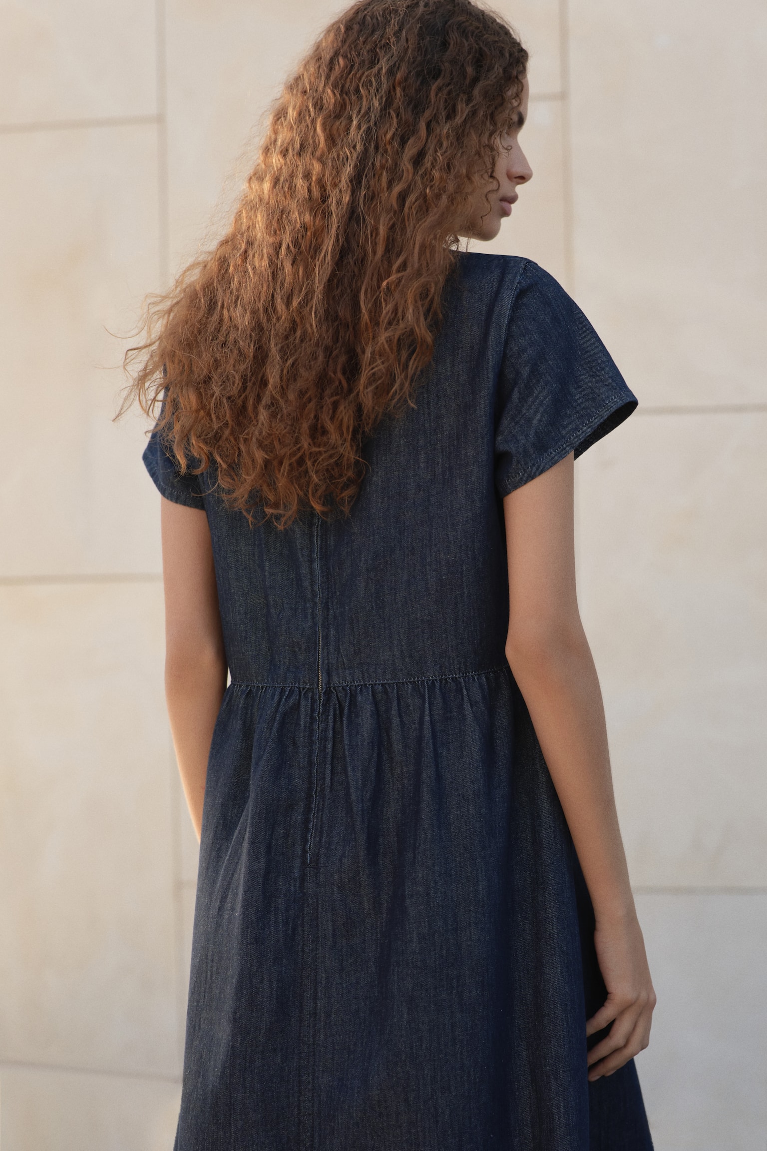 Denim maxi dress - Dark denim blue/Denim blue/Beige - 7