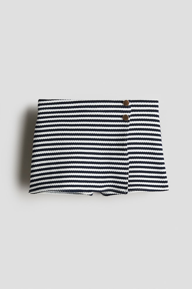 Textured skort - Navy blue/Striped - 1