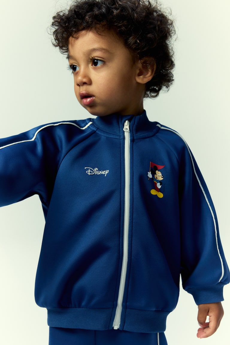 Motif-detail track suit Dusty blue/Mickey Mouse Kids H&M GB