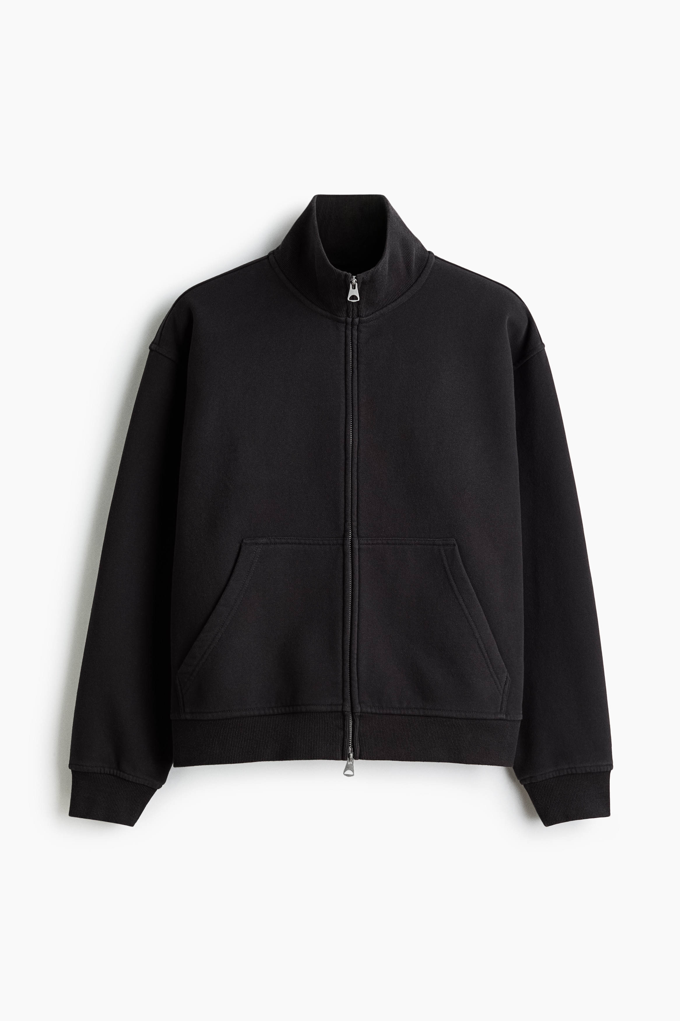 Chamarra deportiva Relaxed Fit de corte cuadrado - Negro/Café oscuro