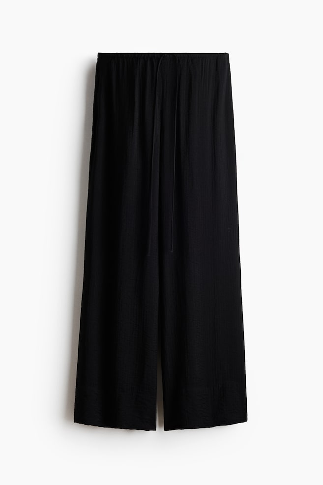 Viscose-blend drawstring trousers - Black/Light beige - 1