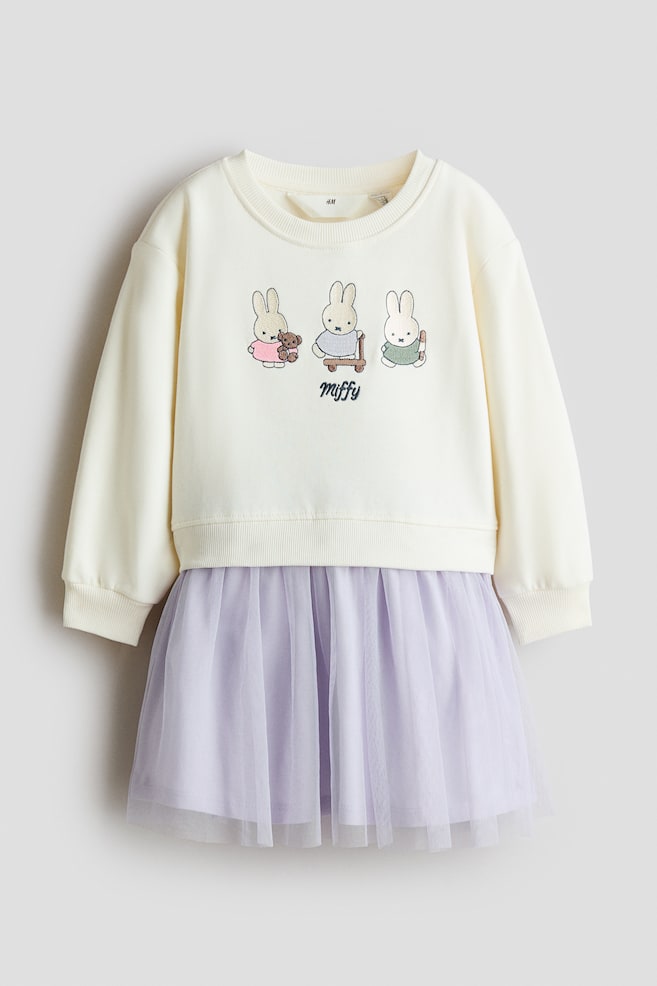 Vestido estampado con falda de tul - Beige claro/Miffy/Rosa/Casa de muñecas de Gabby/Rojo oscuro/Hello Kitty - 1