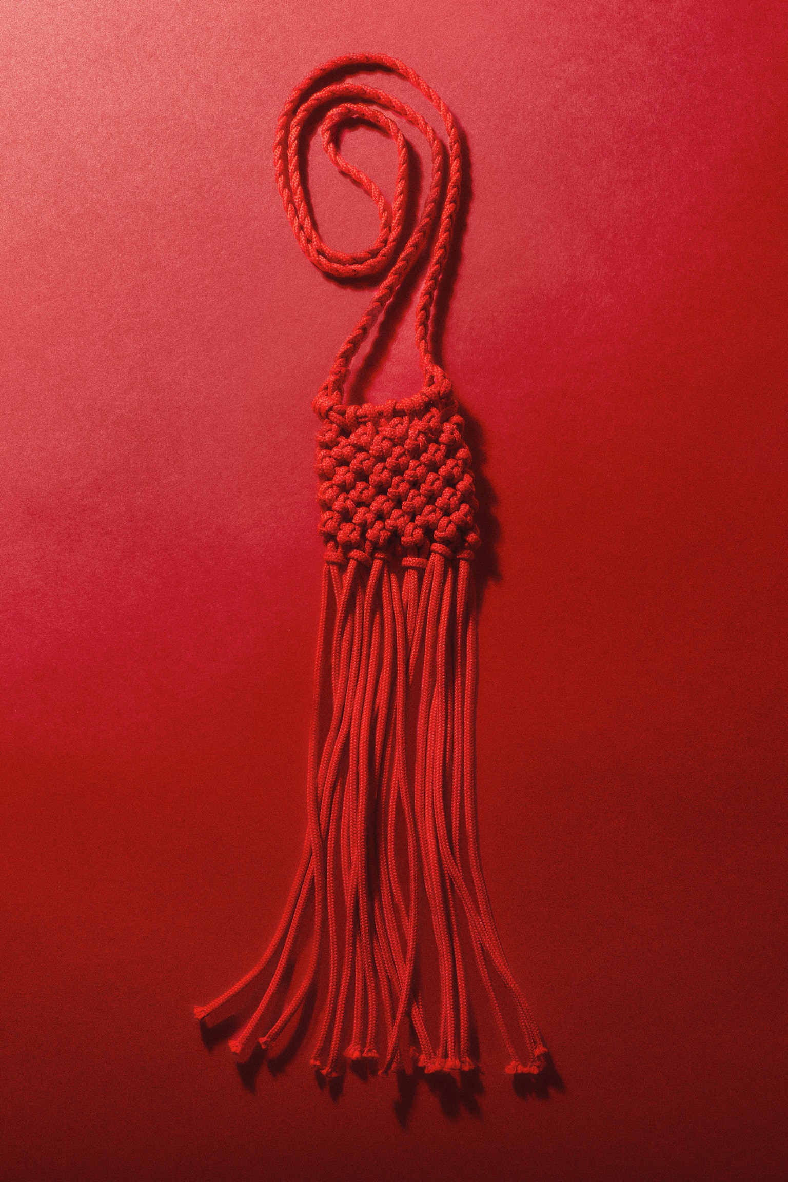 Fringed net crossbody bag - Red/Black - 1