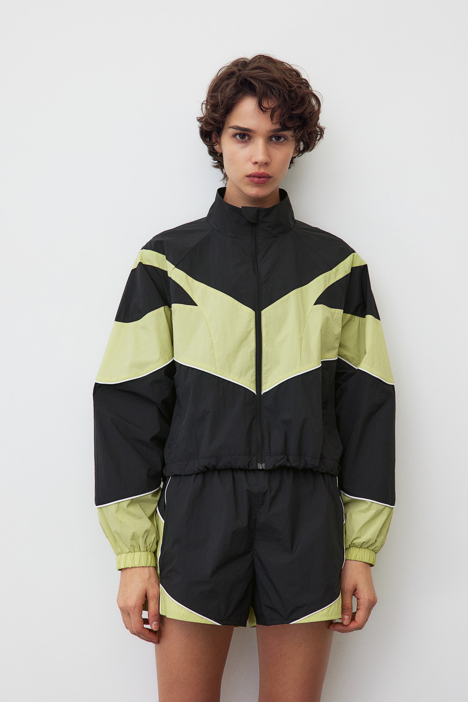 Windproof Activewear Jacket - Black/Neon green - 8