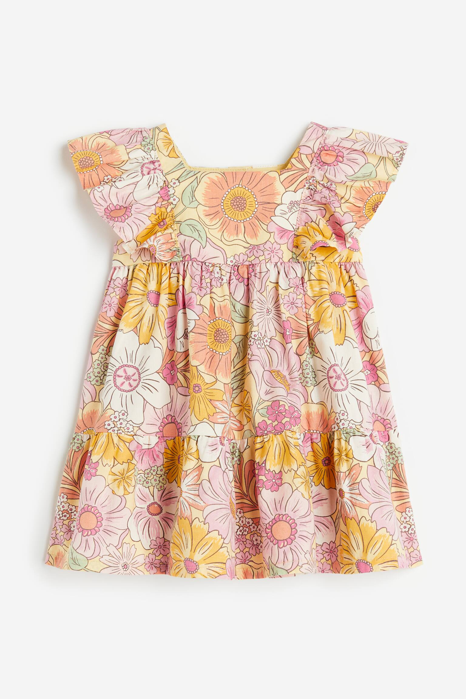 Flounce-trimmed dress - Yellow/Floral