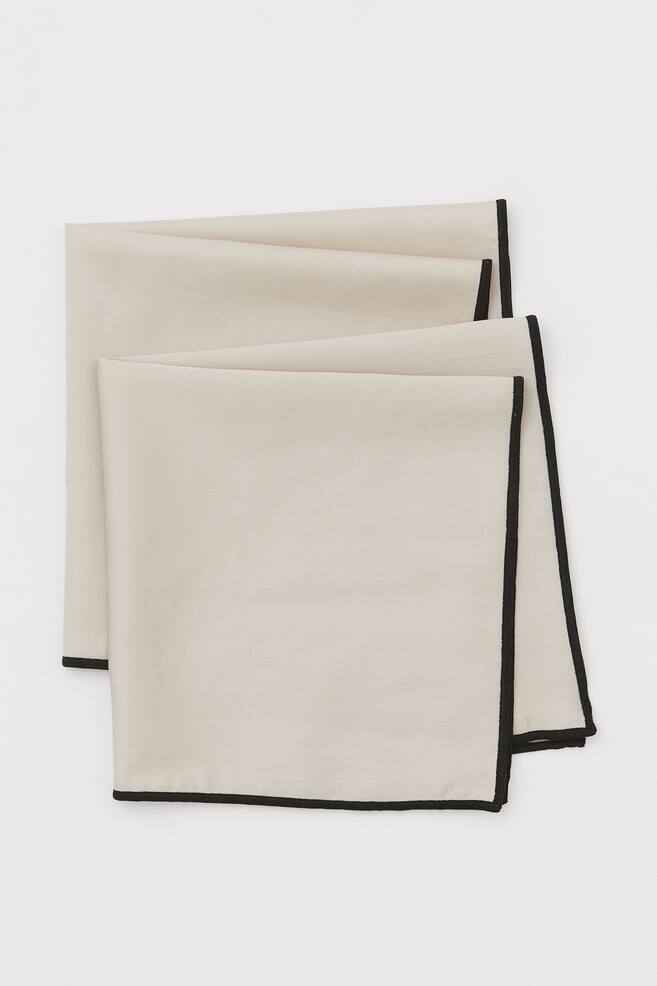 2-pack cotton sateen napkins - Light beige - 3