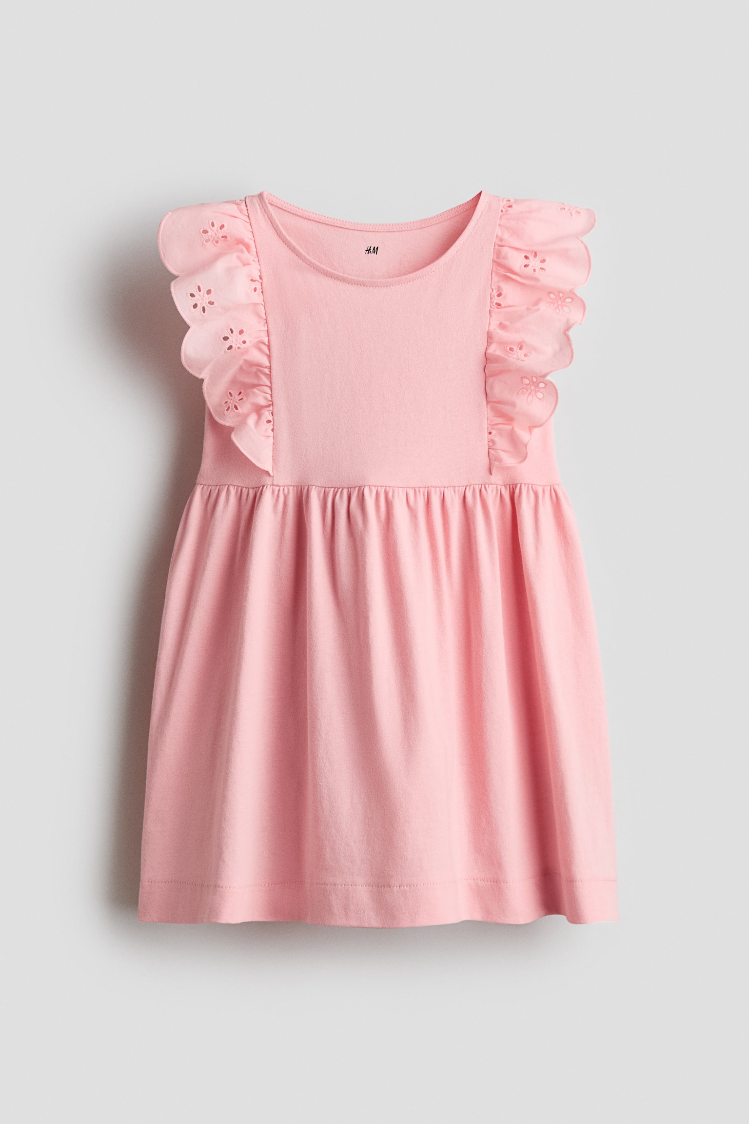 Baumwollkleid mit Volants - Hellrosa/Hellblau/Gestreift/Gelb/Marineblau