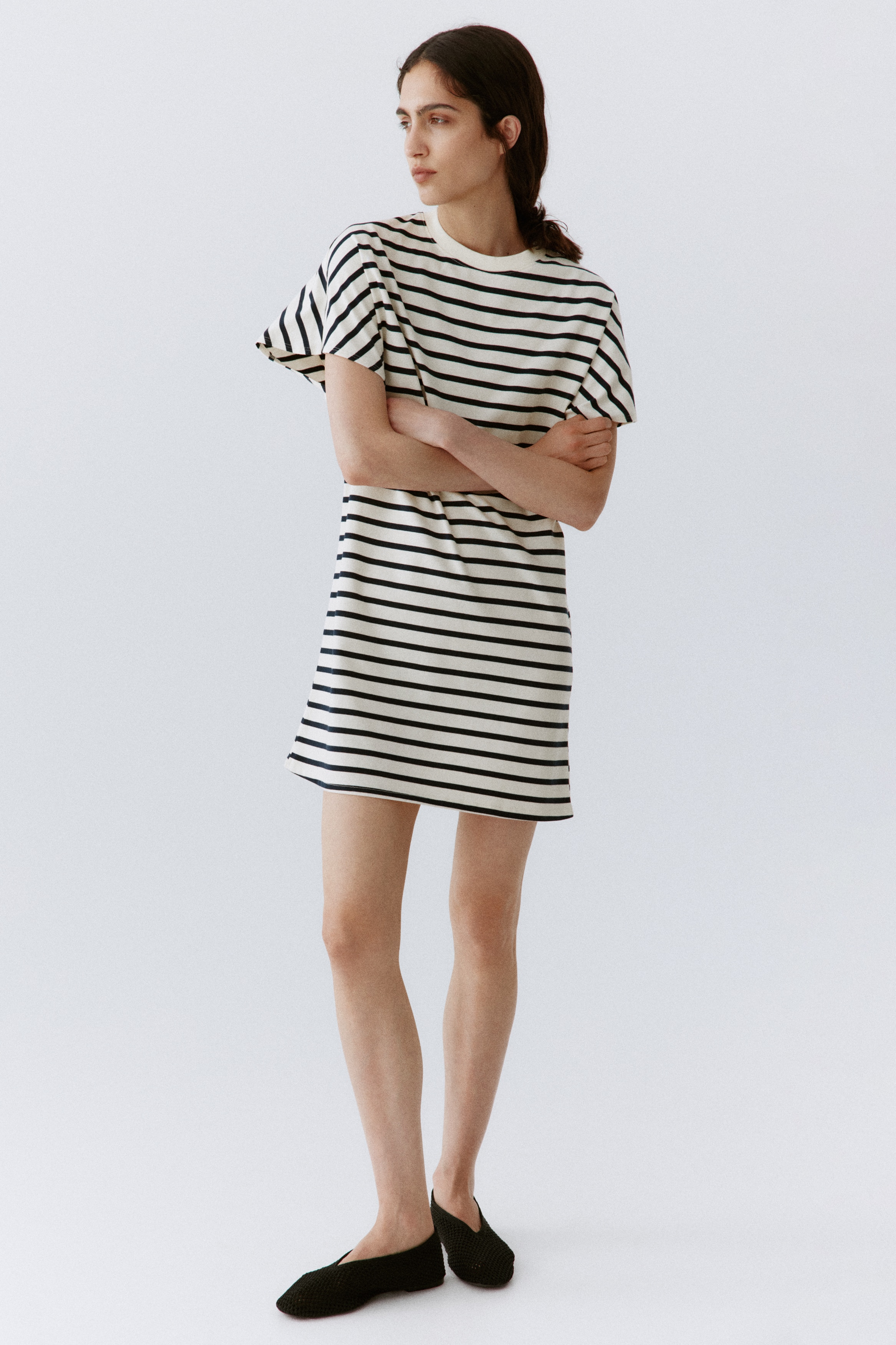 slip-on wrap midi jersey dress - blue folklore reviews Nicole Faux Wrap Midi Dress — Natural + Blue main image 1