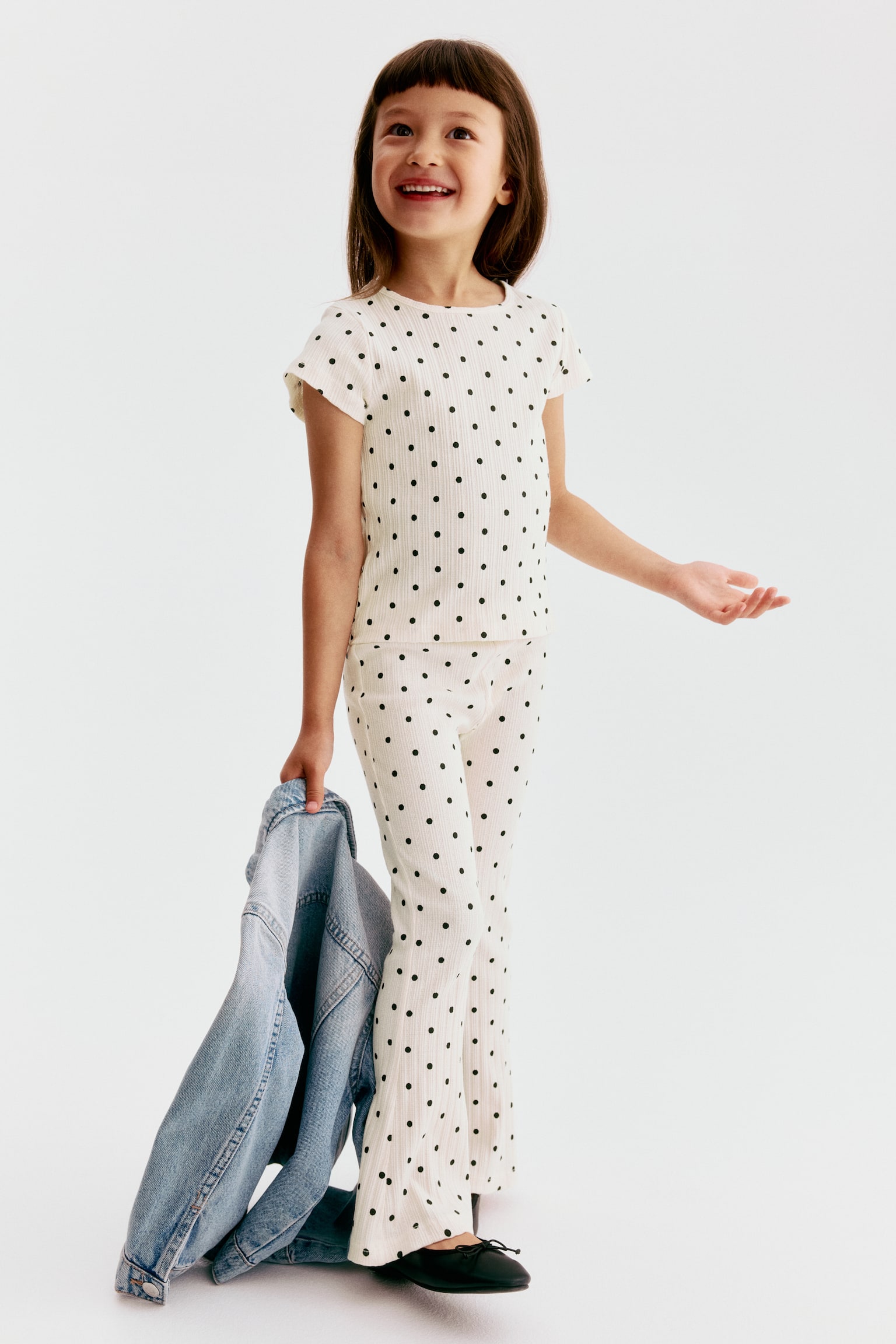 2-piece ribbed cotton set - Cream/Polka dot/Cream/Floral/Light dusty pink/Cherries/Lilac/Floral - 1