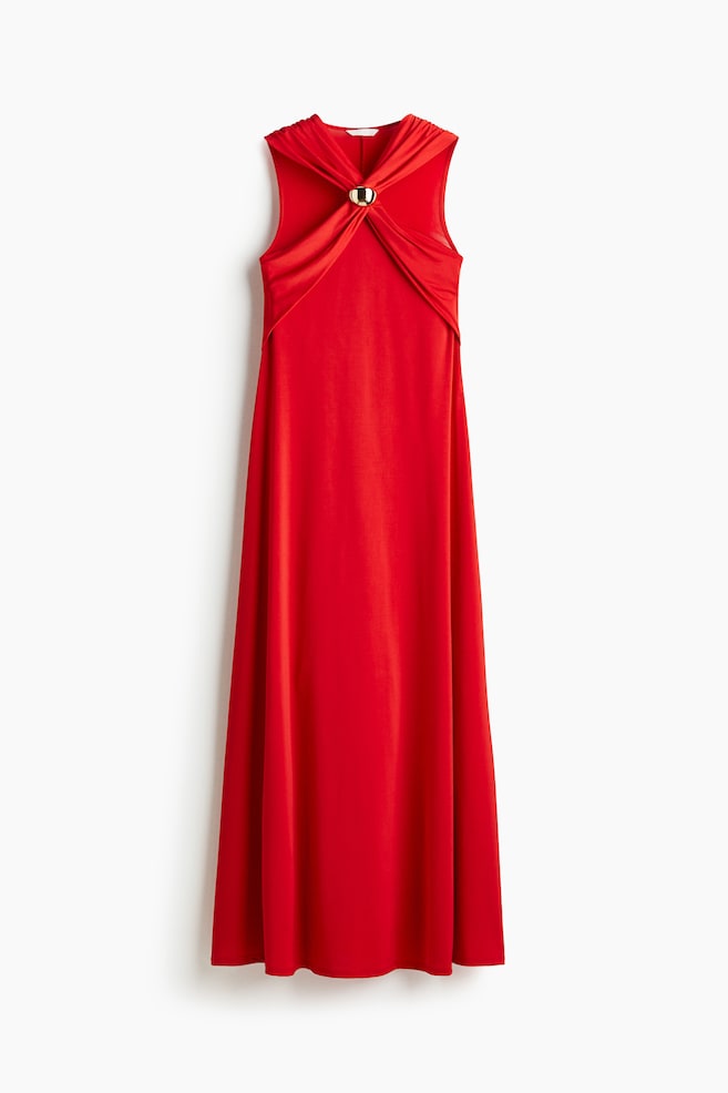 Long draped dress - Red - 1