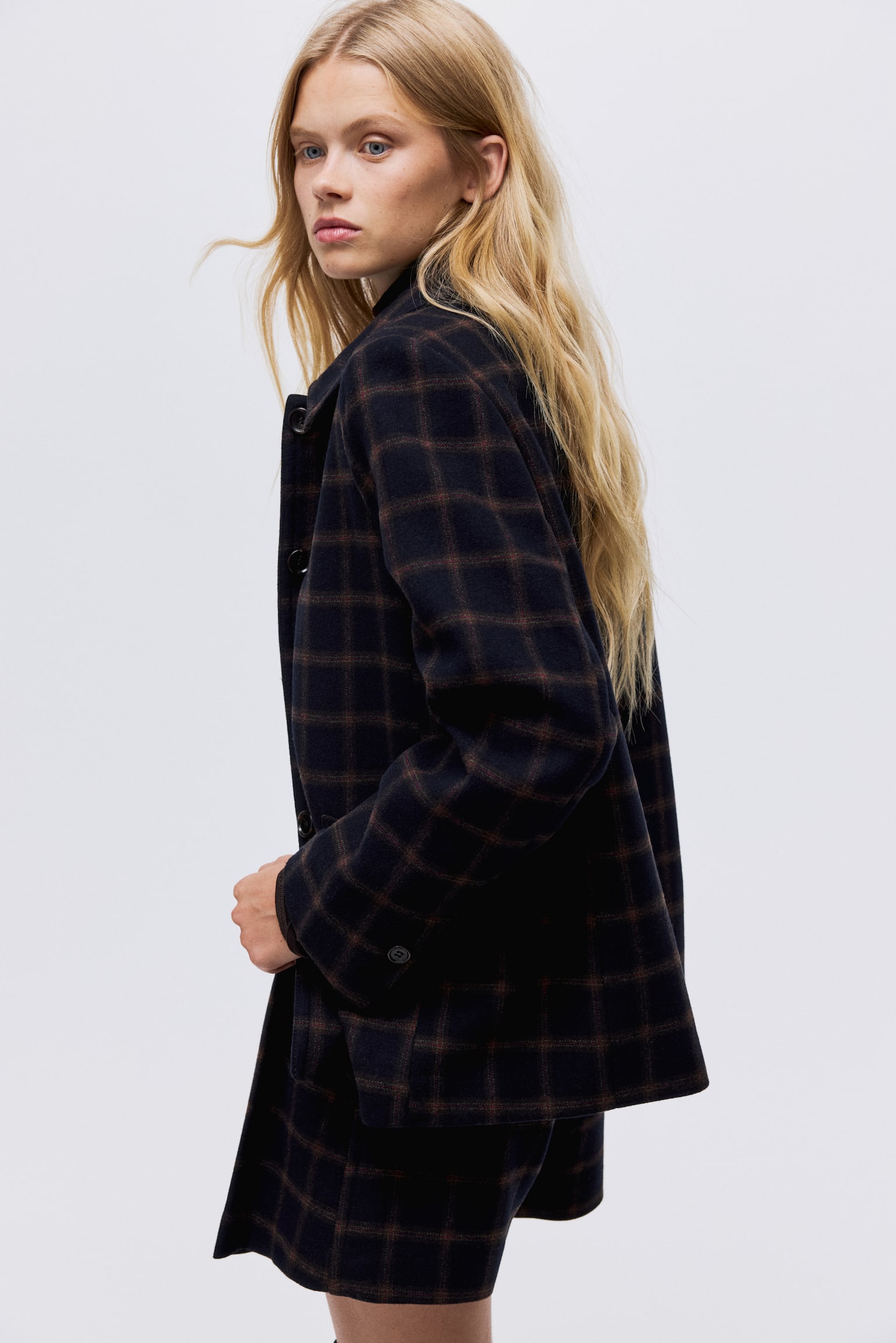 Wool-blend jacket - Navy blue/Checked/Black/Checked - 4
