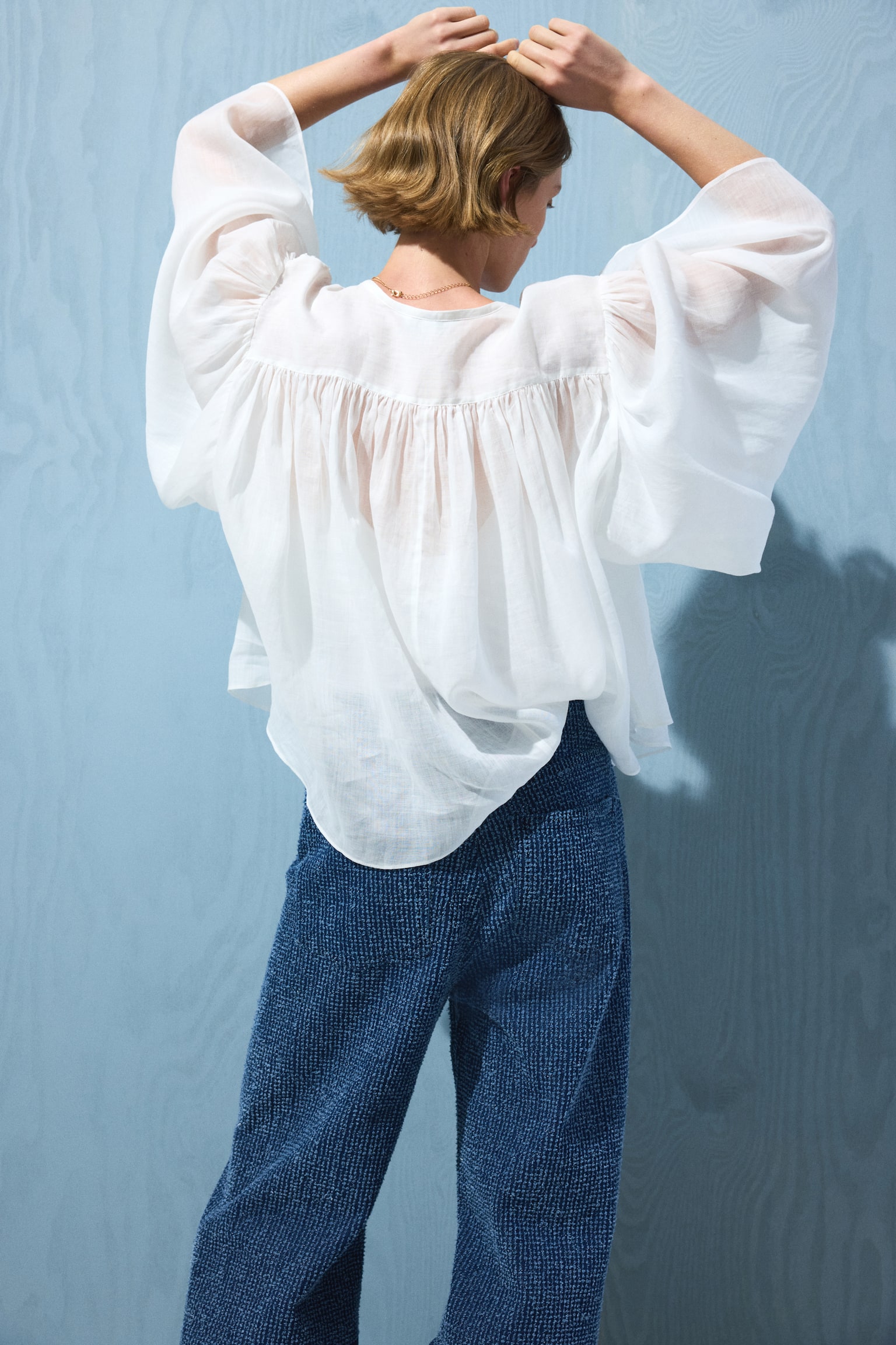 Женские джинсы H&M Bouclé Bootcut High Waist, цвет: Джинсовый синий — фото 5