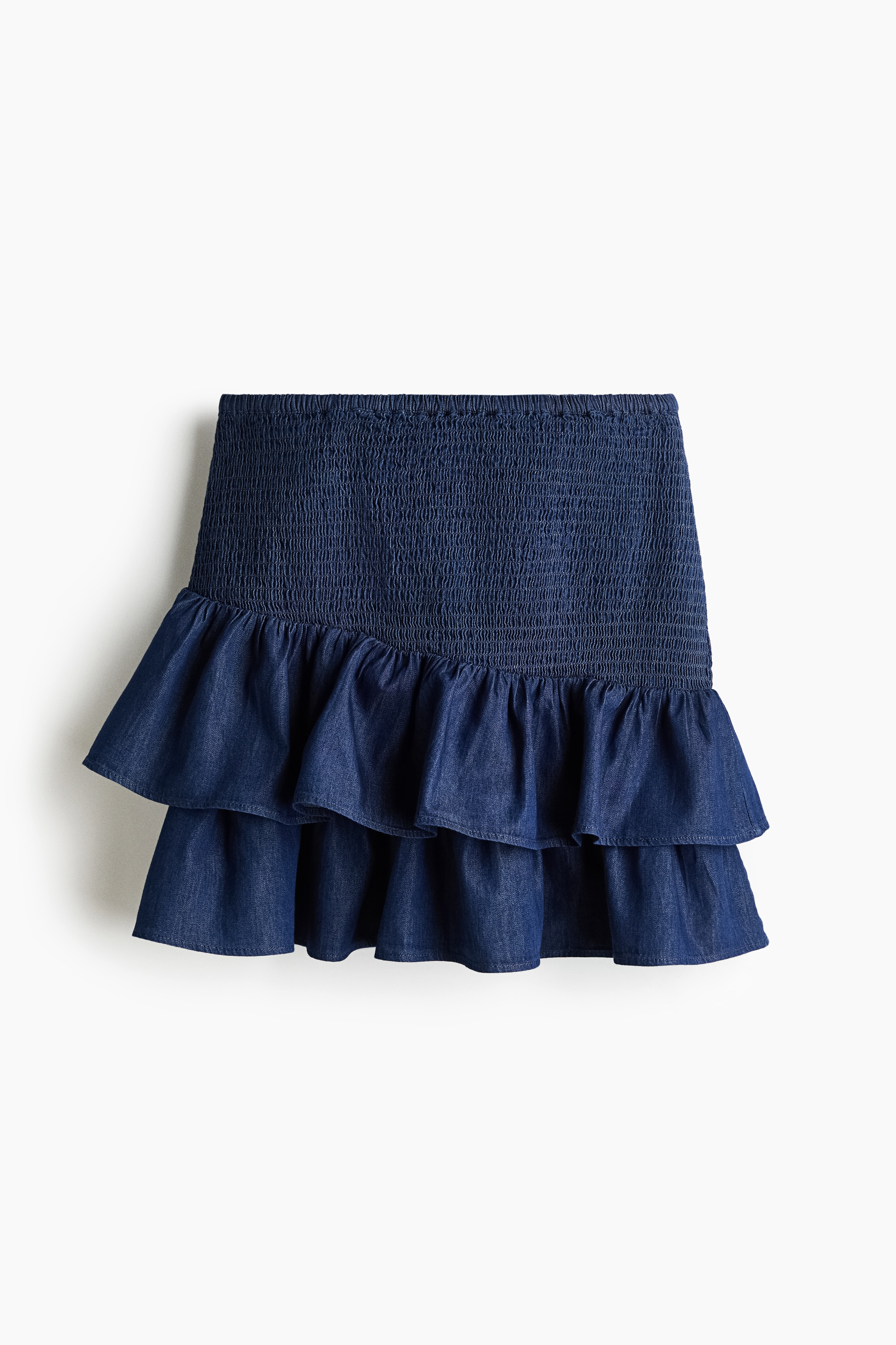 Smocked denim skirt - Dark denim blue/Light blue