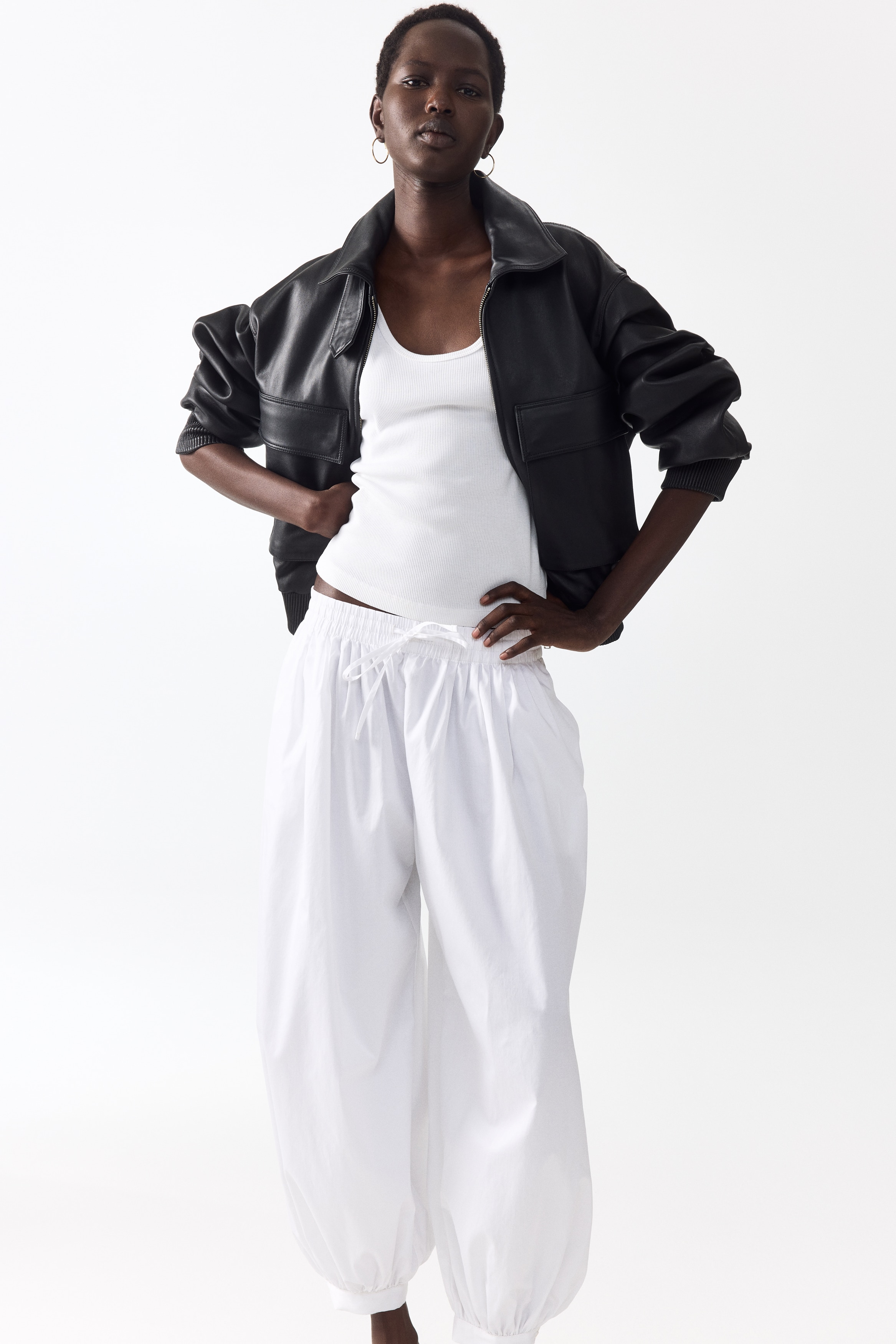 Cotton balloon trousers