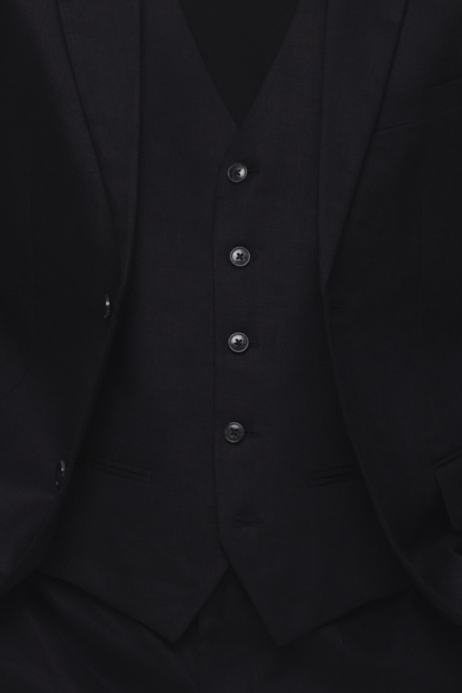 Slim Fit Linen suit waistcoat - Black/Light beige/Navy blue - 3