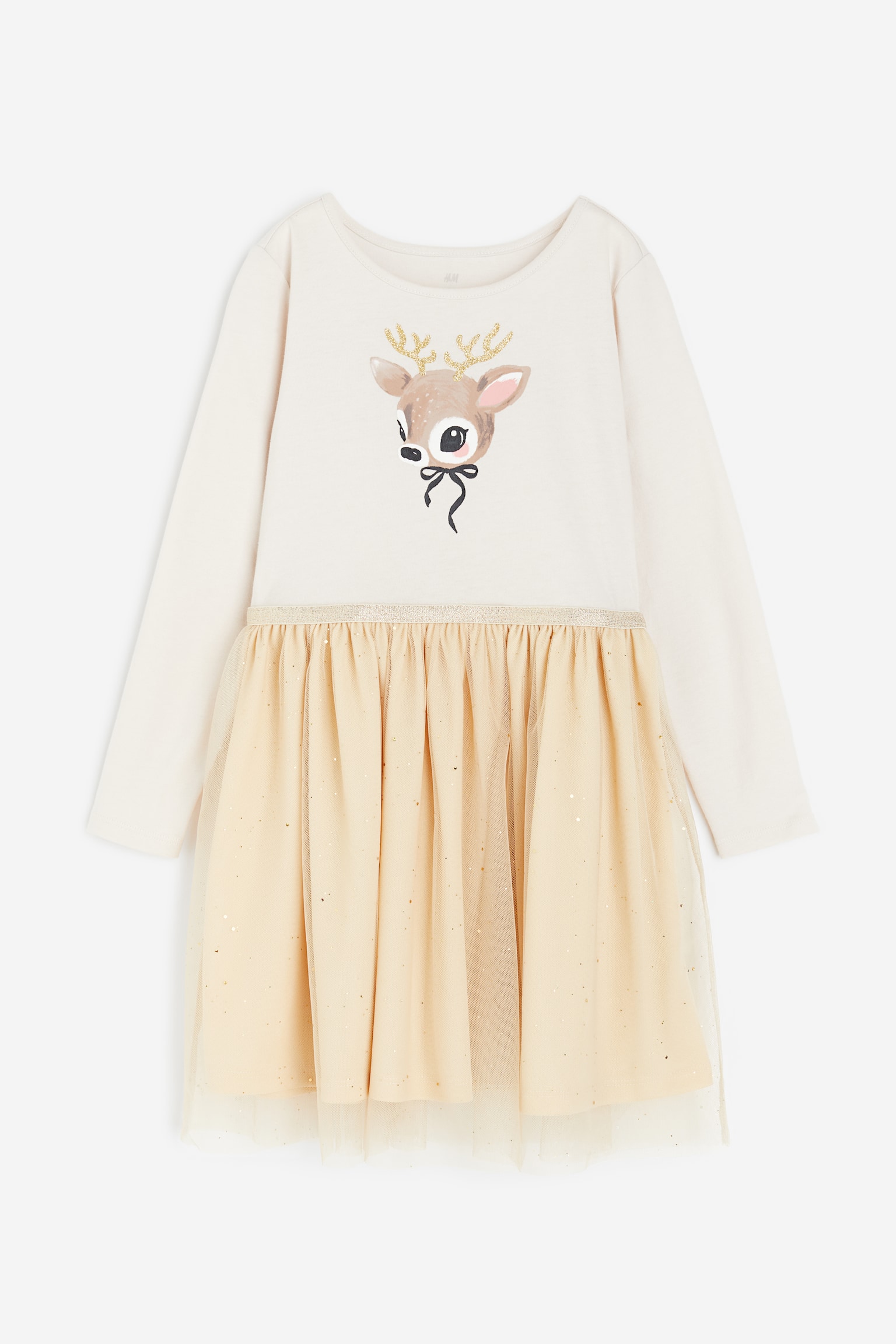 Tulle Skirt Jersey Dress - Cream/Reindeer/Dusty pink/Smile Everyday - 1