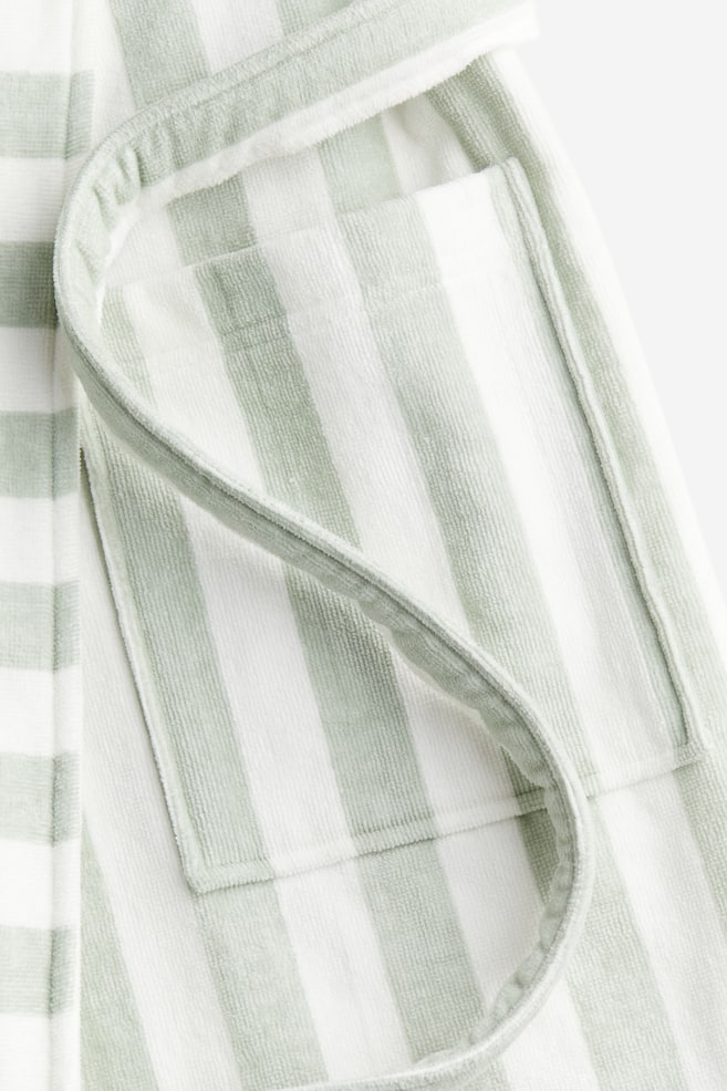 Striped cotton terry dressing gown - Light green/Striped/Light mole/Striped - 2