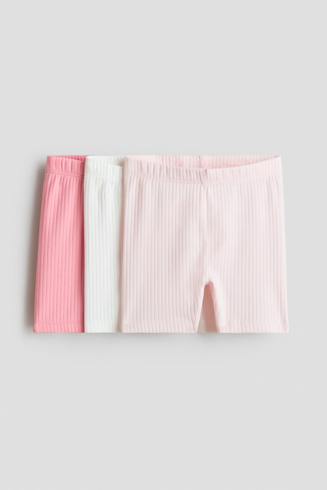 Pack de 3 mallas de ciclista en canalé - Rosa/Blanco/Violeta claro/Beige claro/Gris oscuro/Beige/Lila claro/Rosa claro - 1