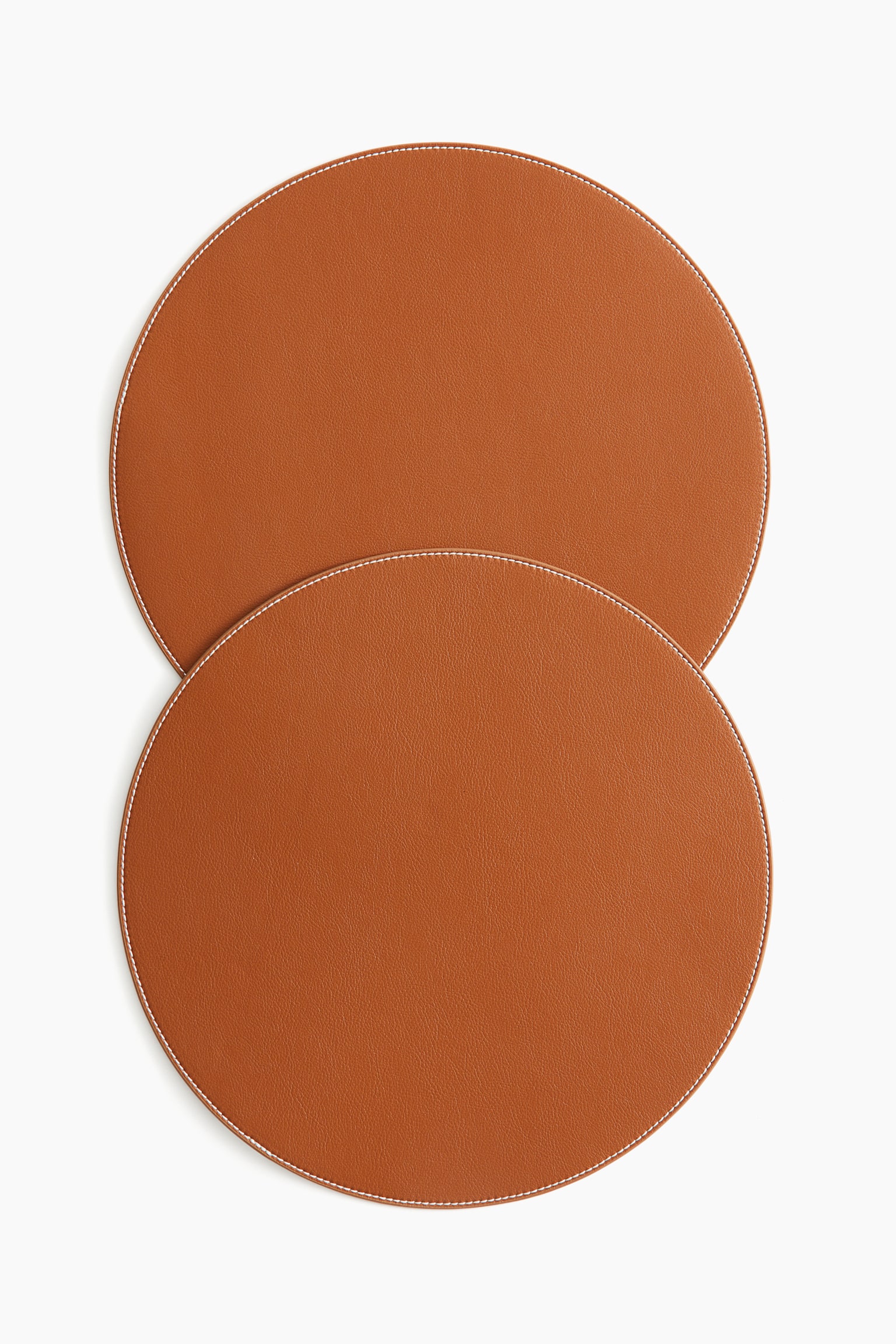 2-pack round place mats - Burnt orange/Light beige - 1