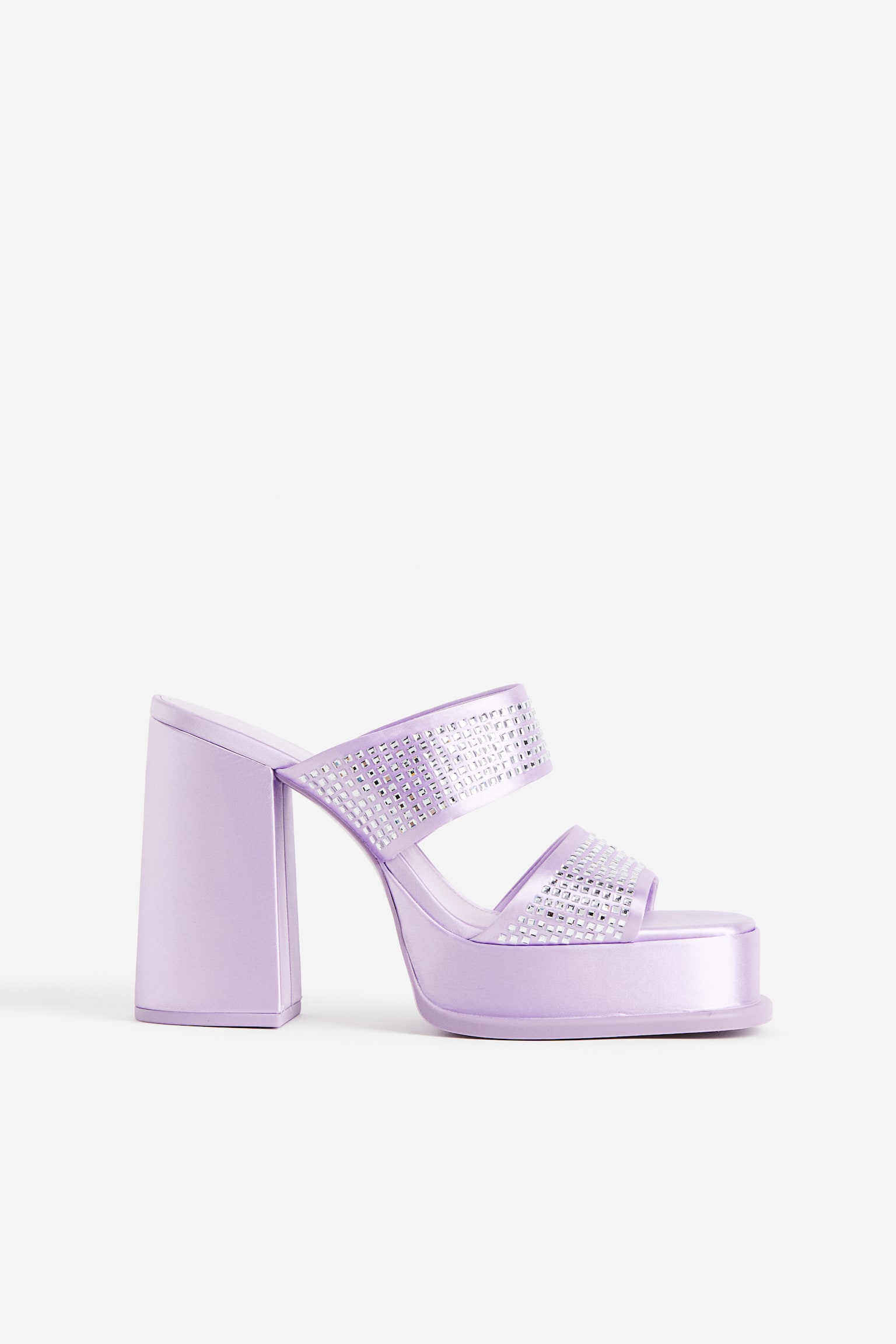 Rhinestone-embellished platform mules - Light purple - 1