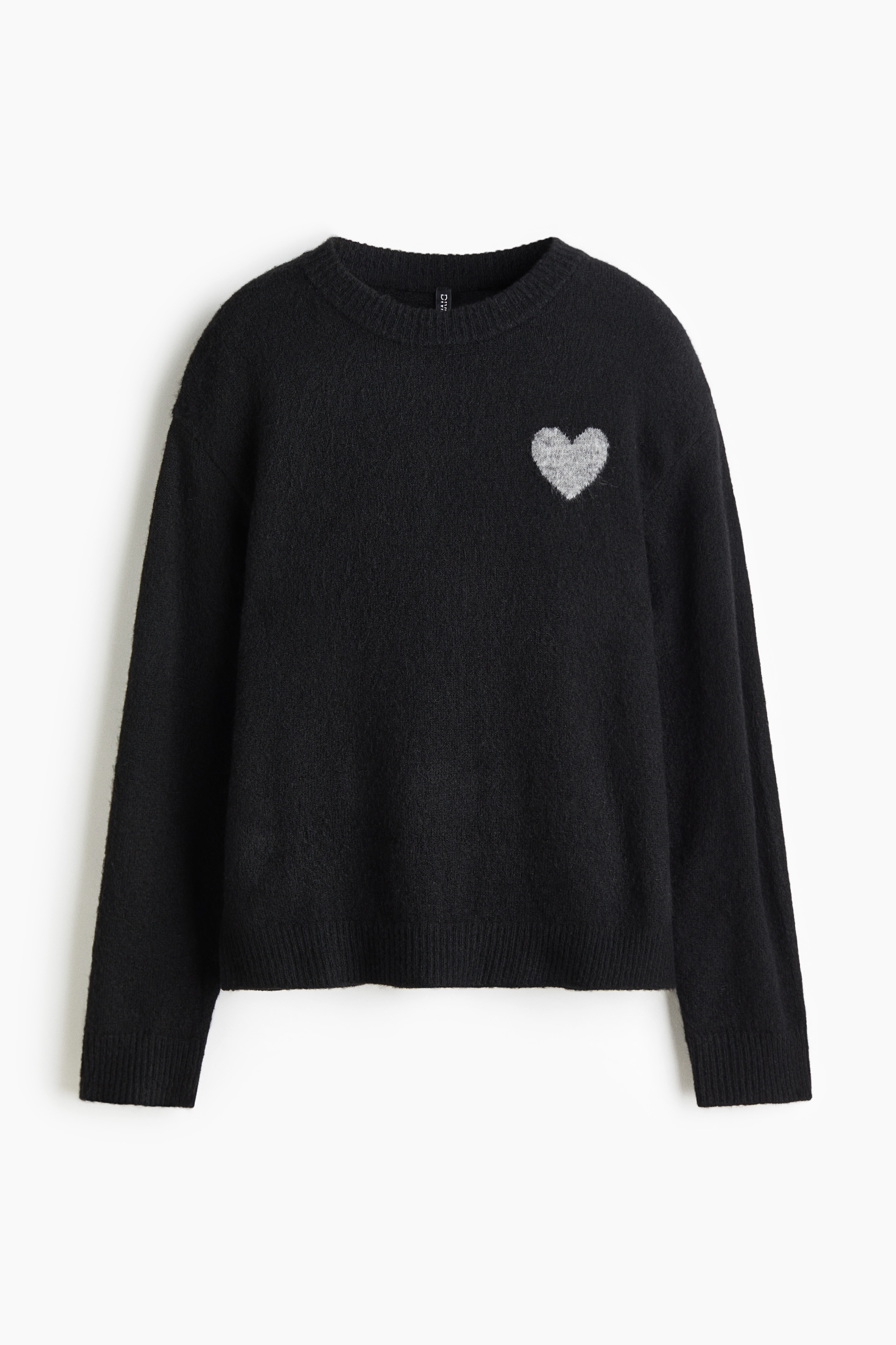 Motif-detail jumper - Black/Heart/Grey marl/Heart